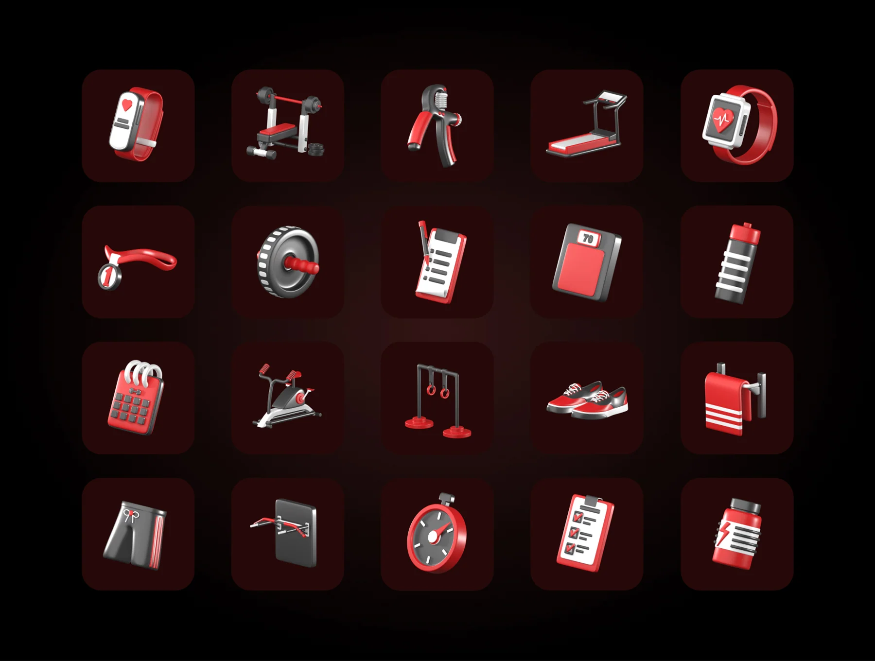 3D Fitness and Gym Equipment Icon 6