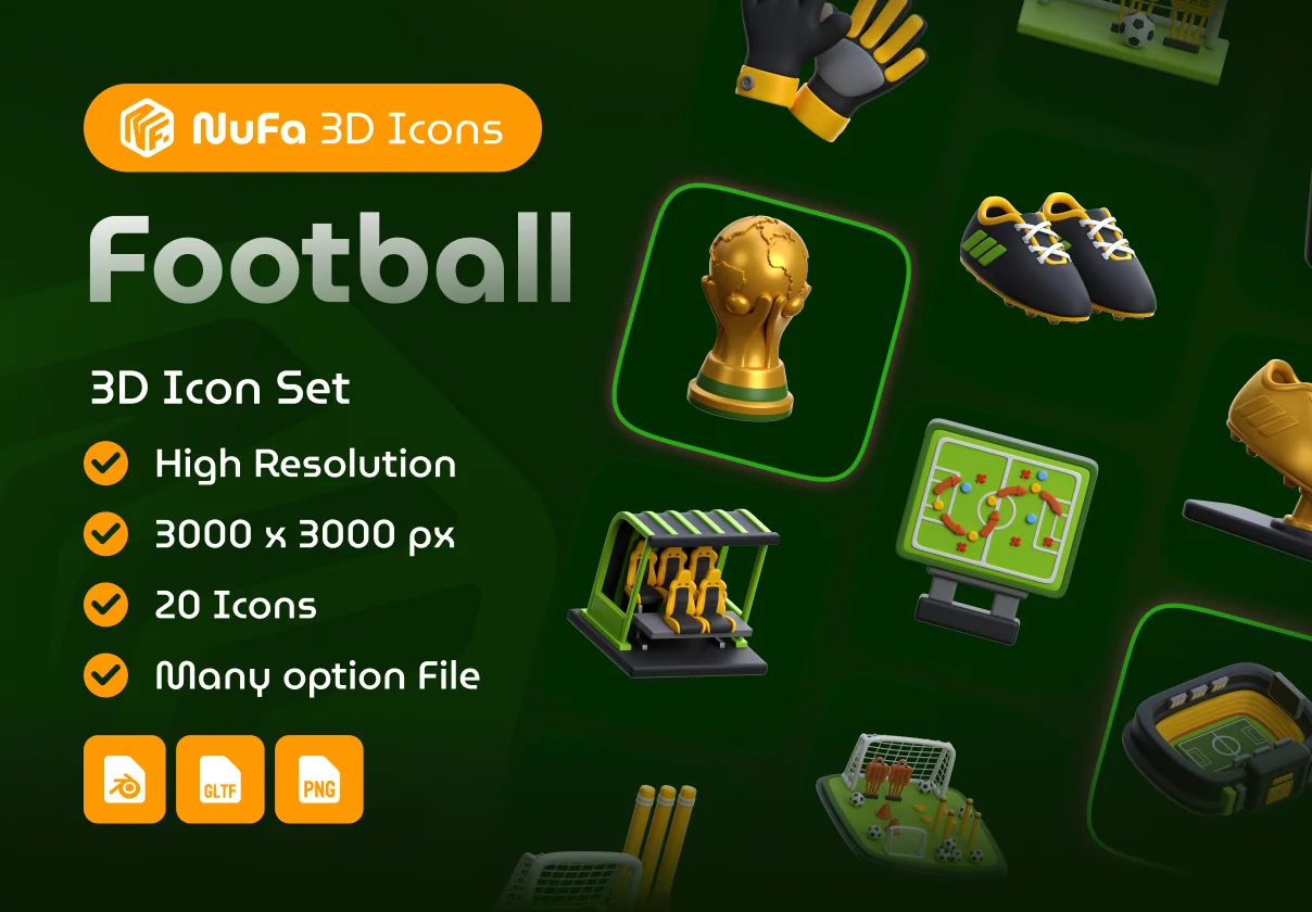 3D Football Icon Set