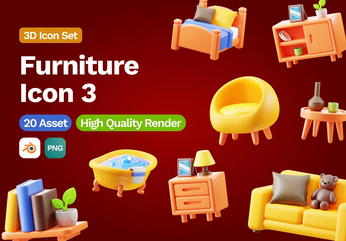 3D Furniture Icon 3