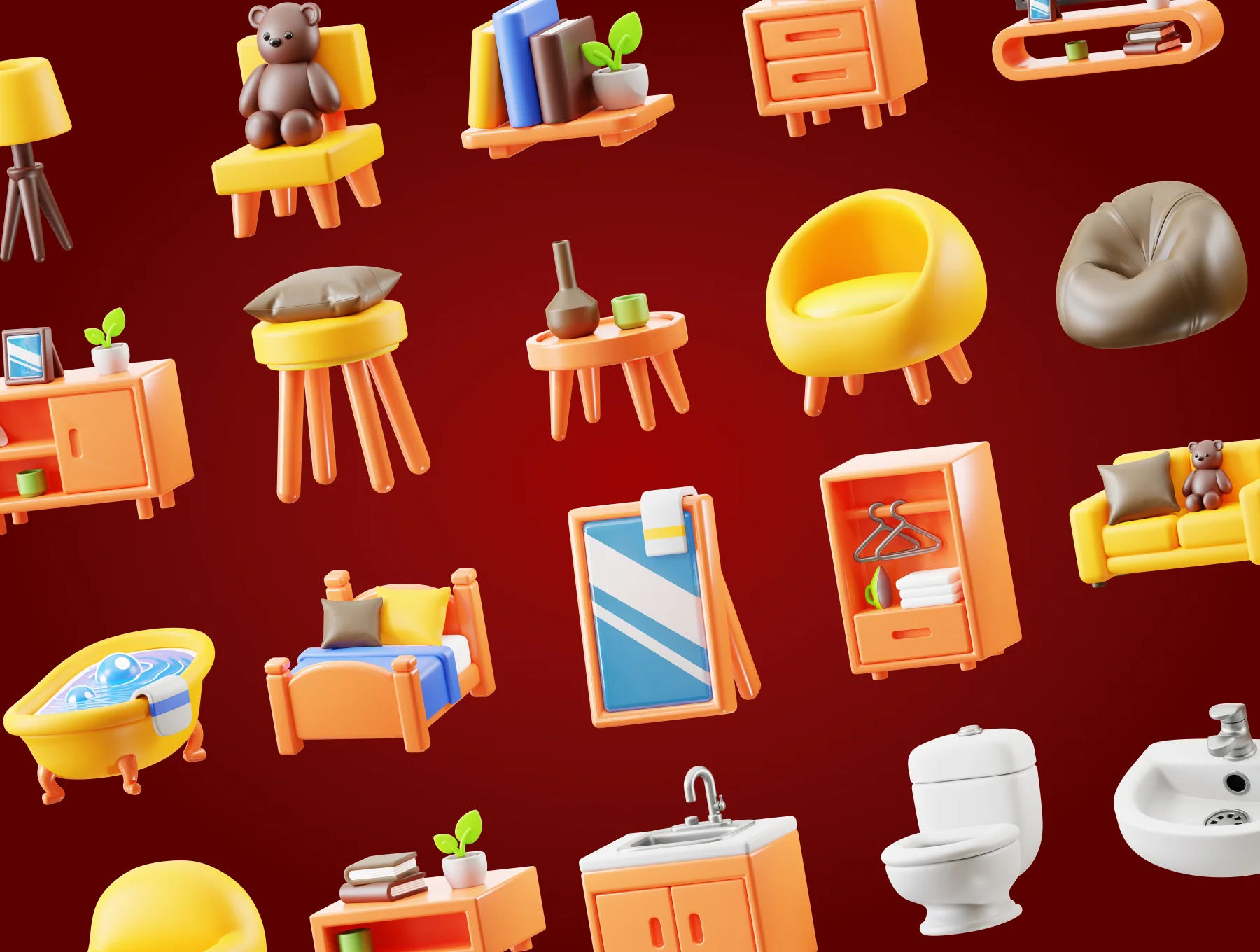 3D Furniture Icon 3 3