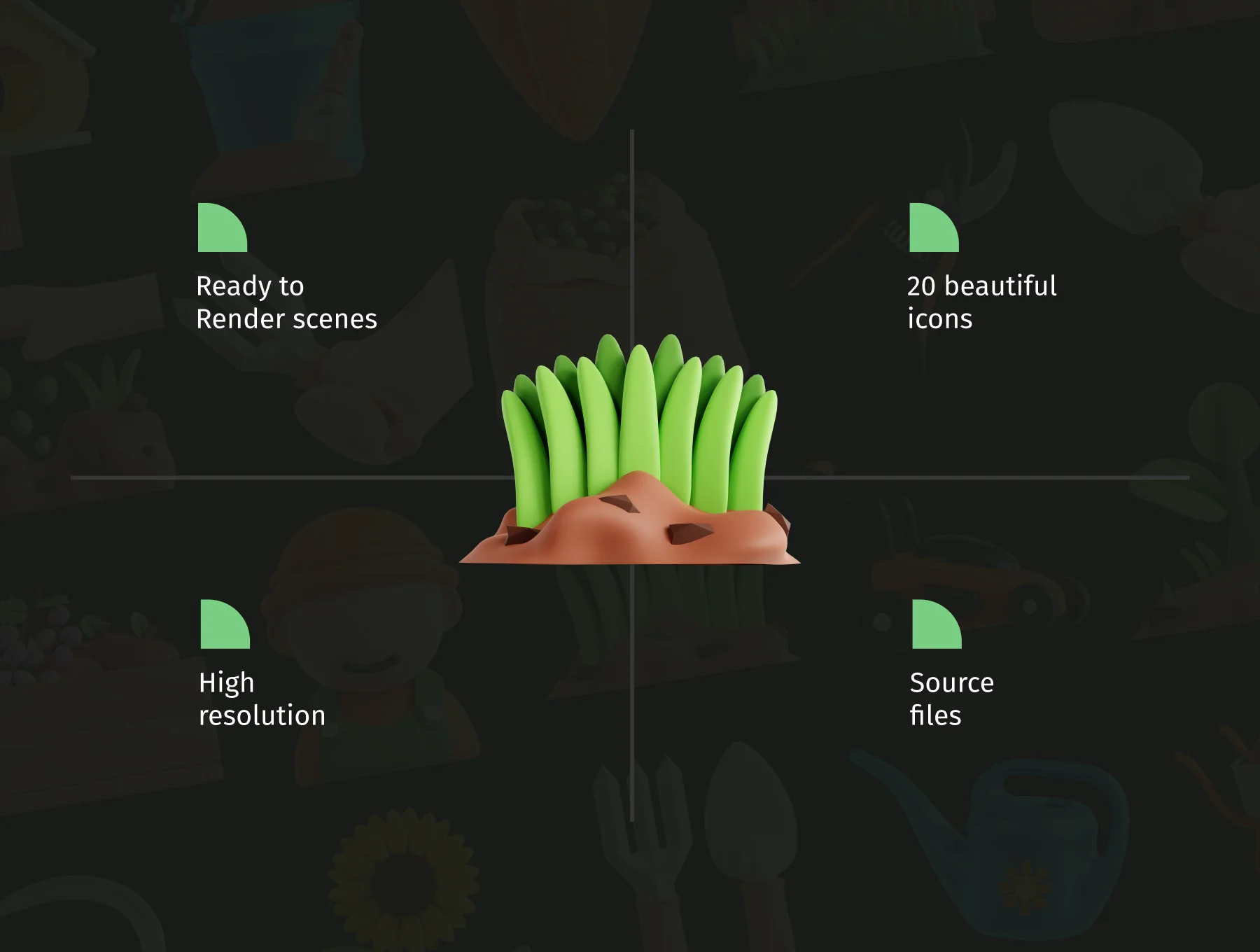 3D Gardening Icon Set 2