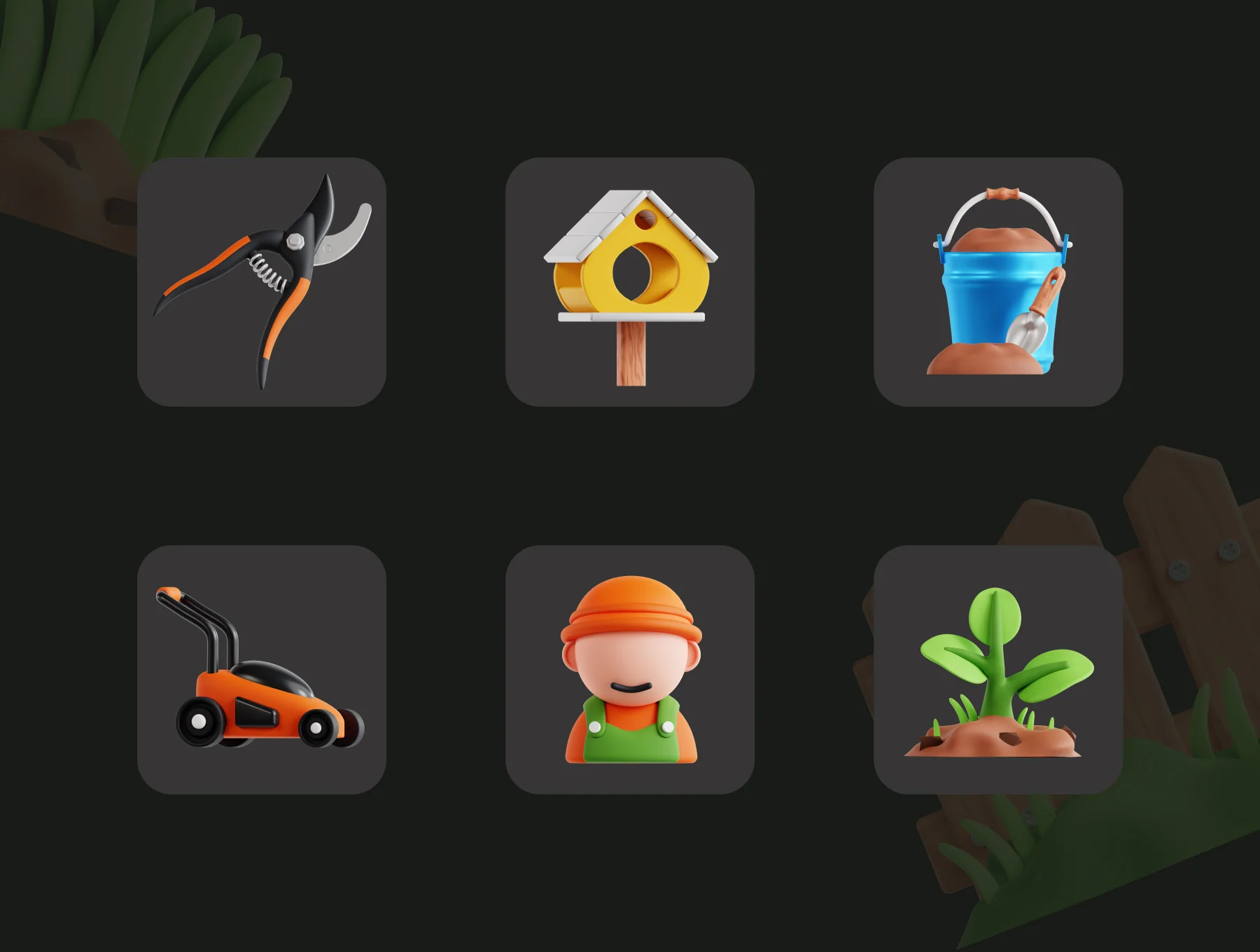 3D Gardening Icon Set 4