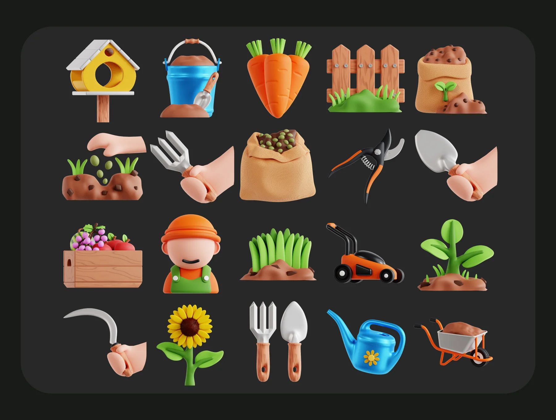 3D Gardening Icon Set 6