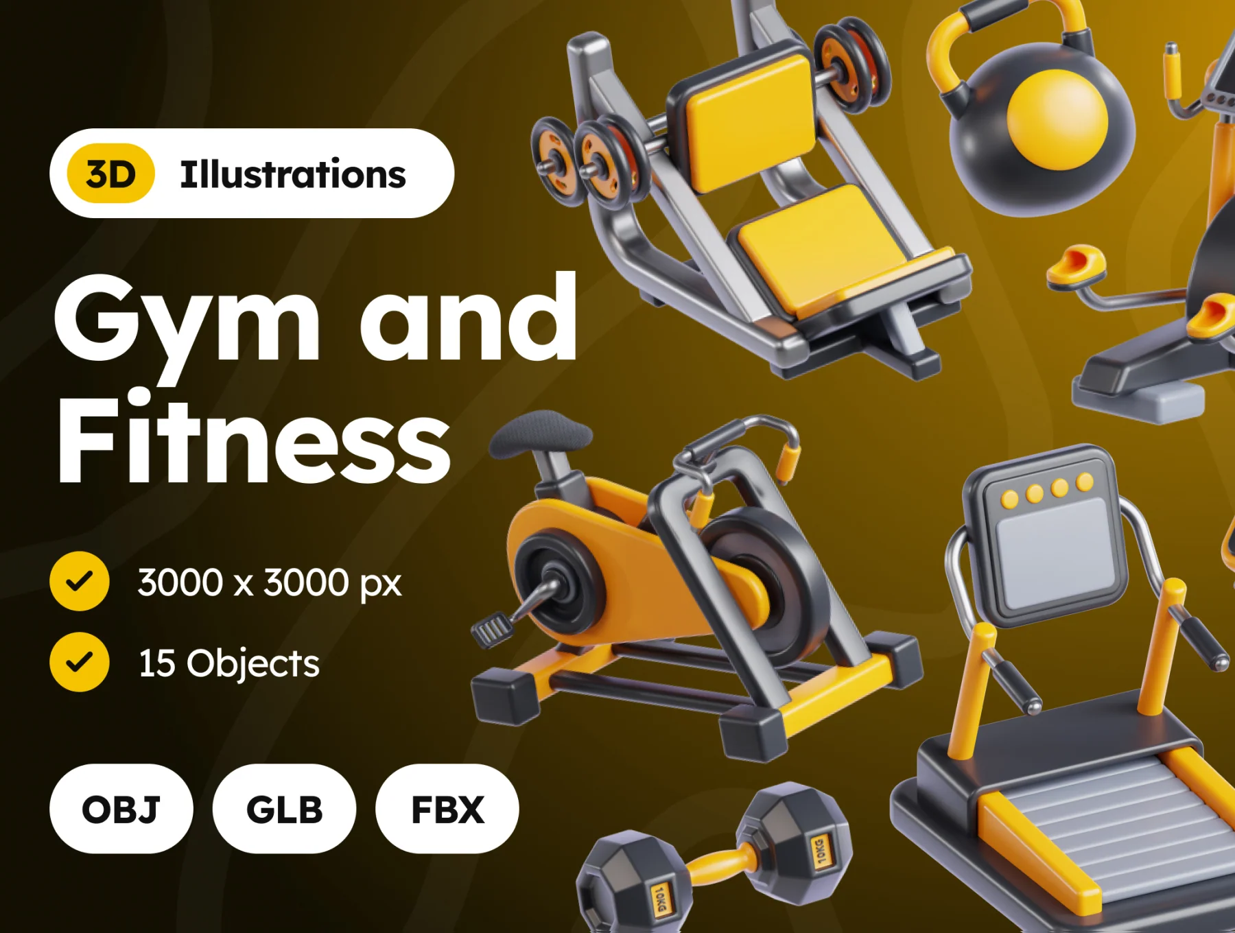 3D Gym and Fitness Illustrations