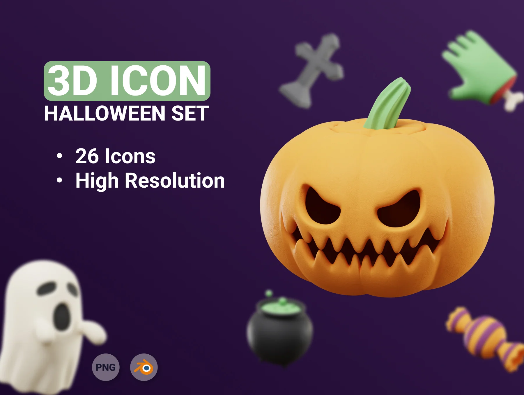 3D Halloween Illustration set