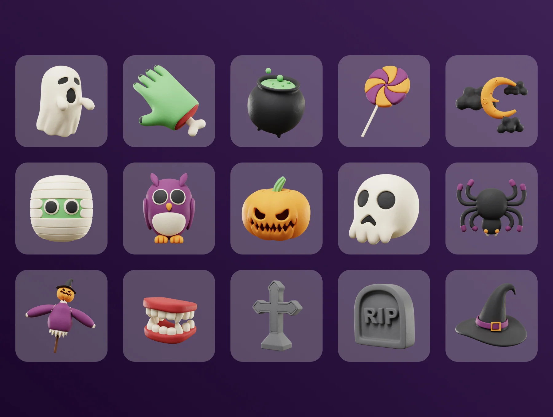 3D Halloween Illustration set 6