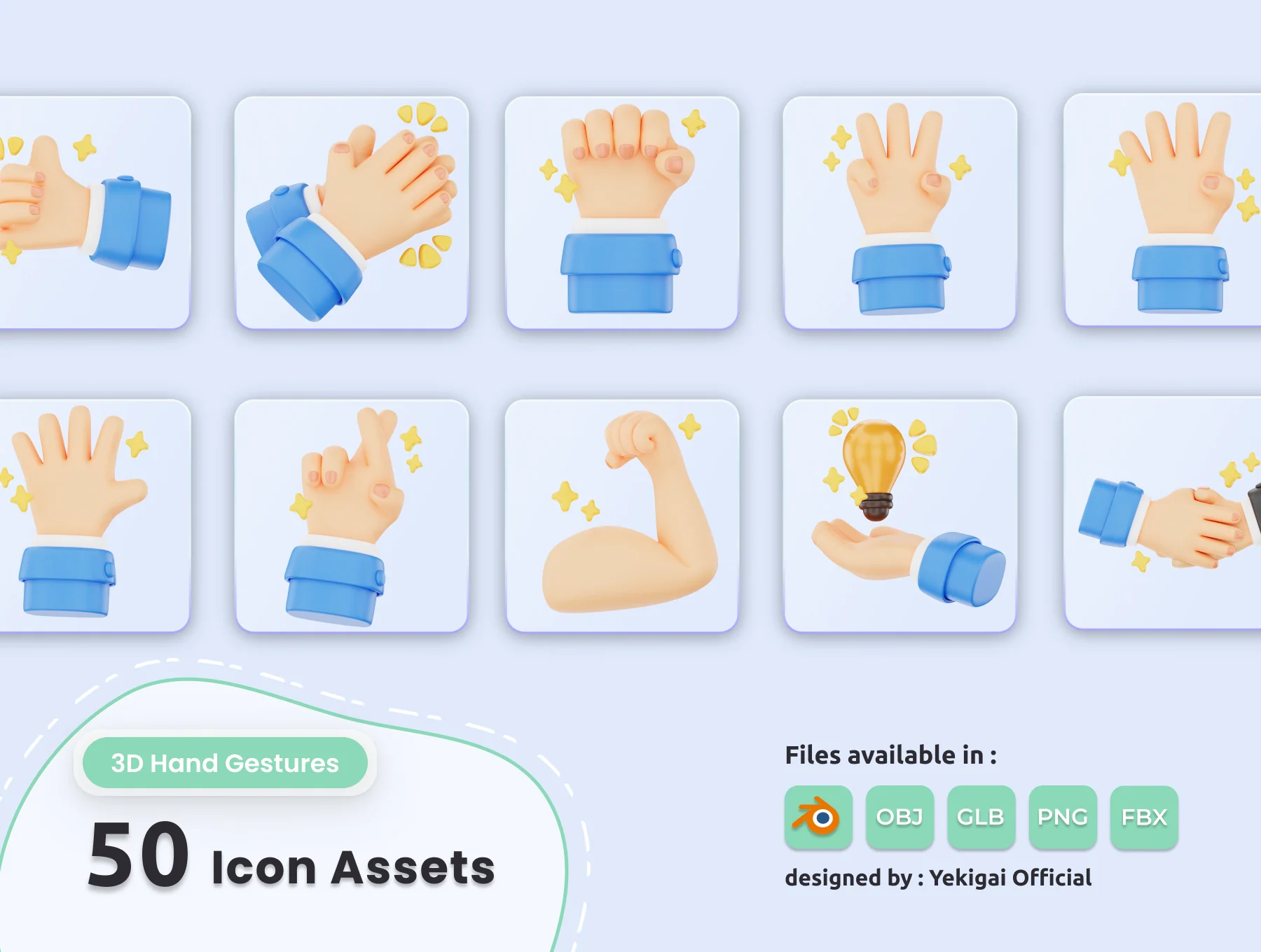 3D Hand Gestures Icon Pack 8