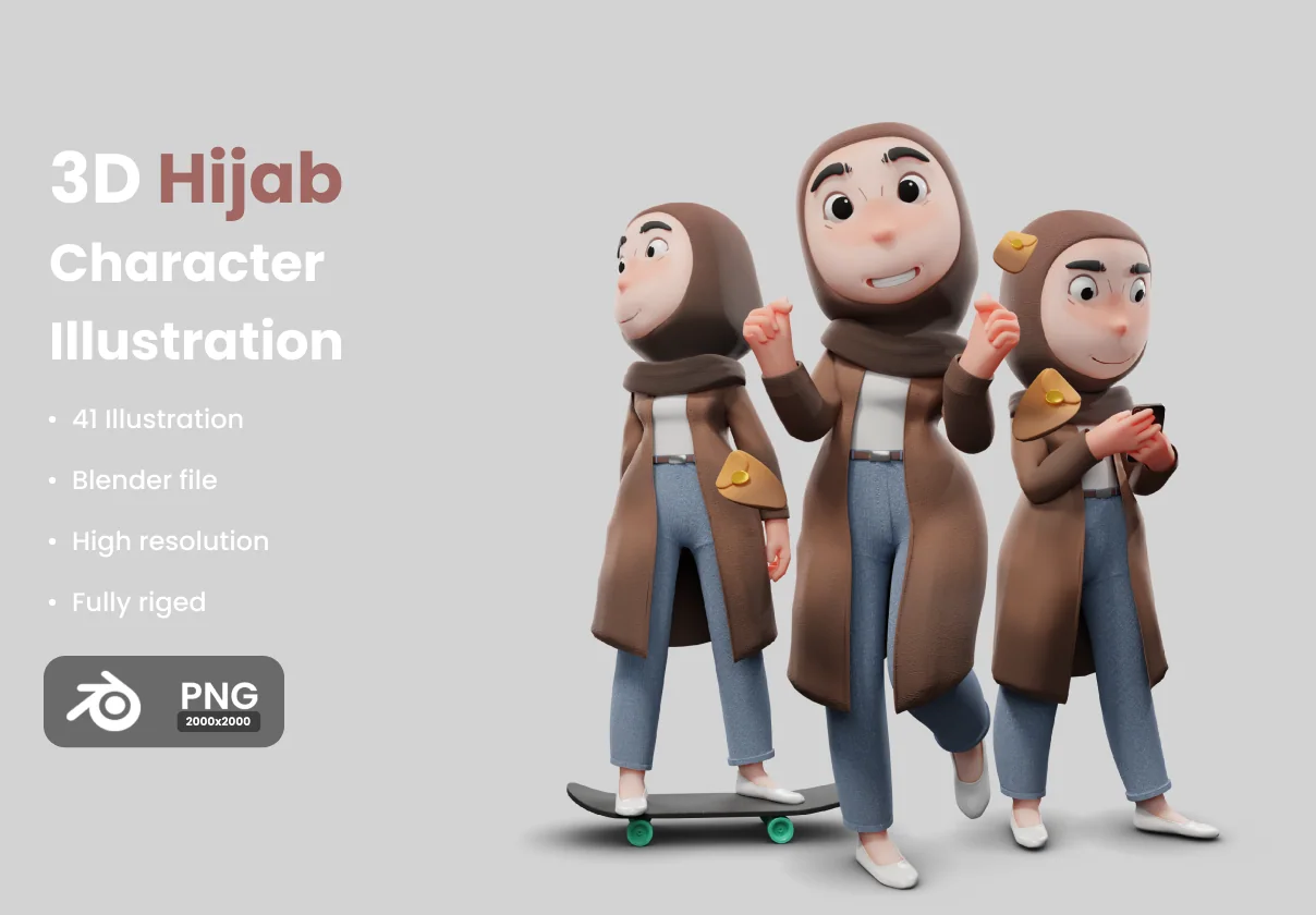 3D Hijab Illustration
