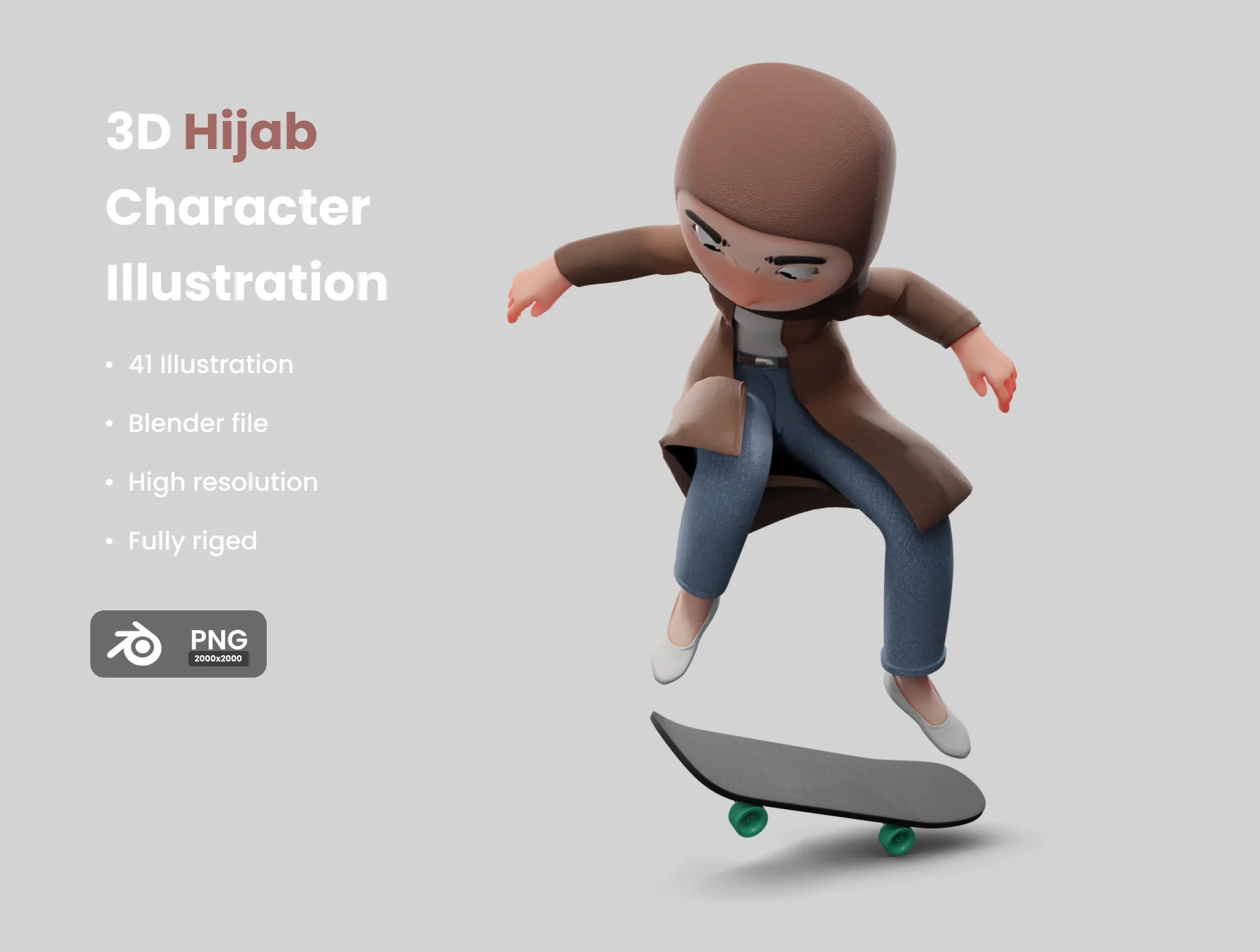 3D Hijab Illustration