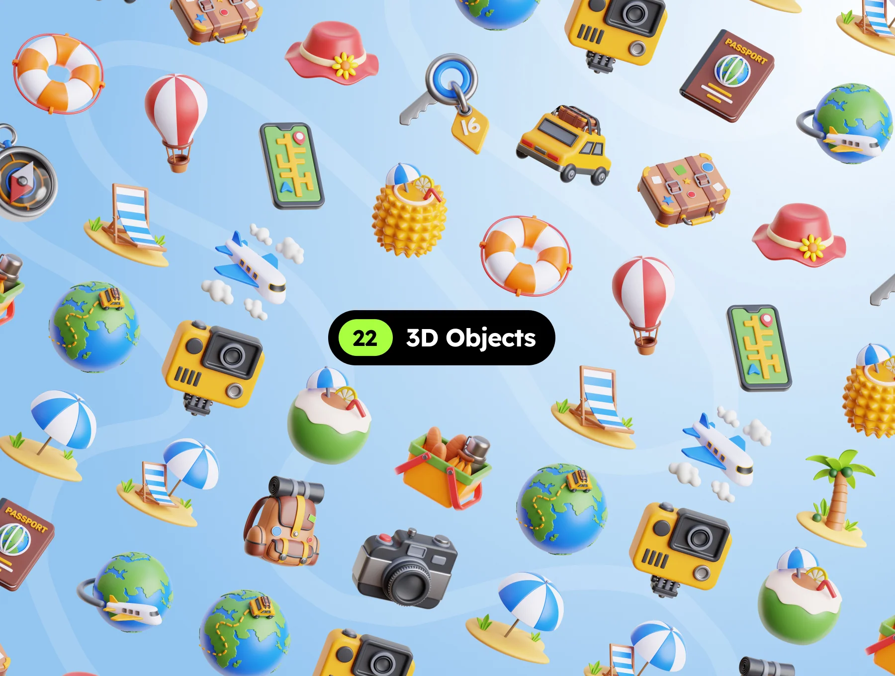 3D Holiday Travel Icons 5