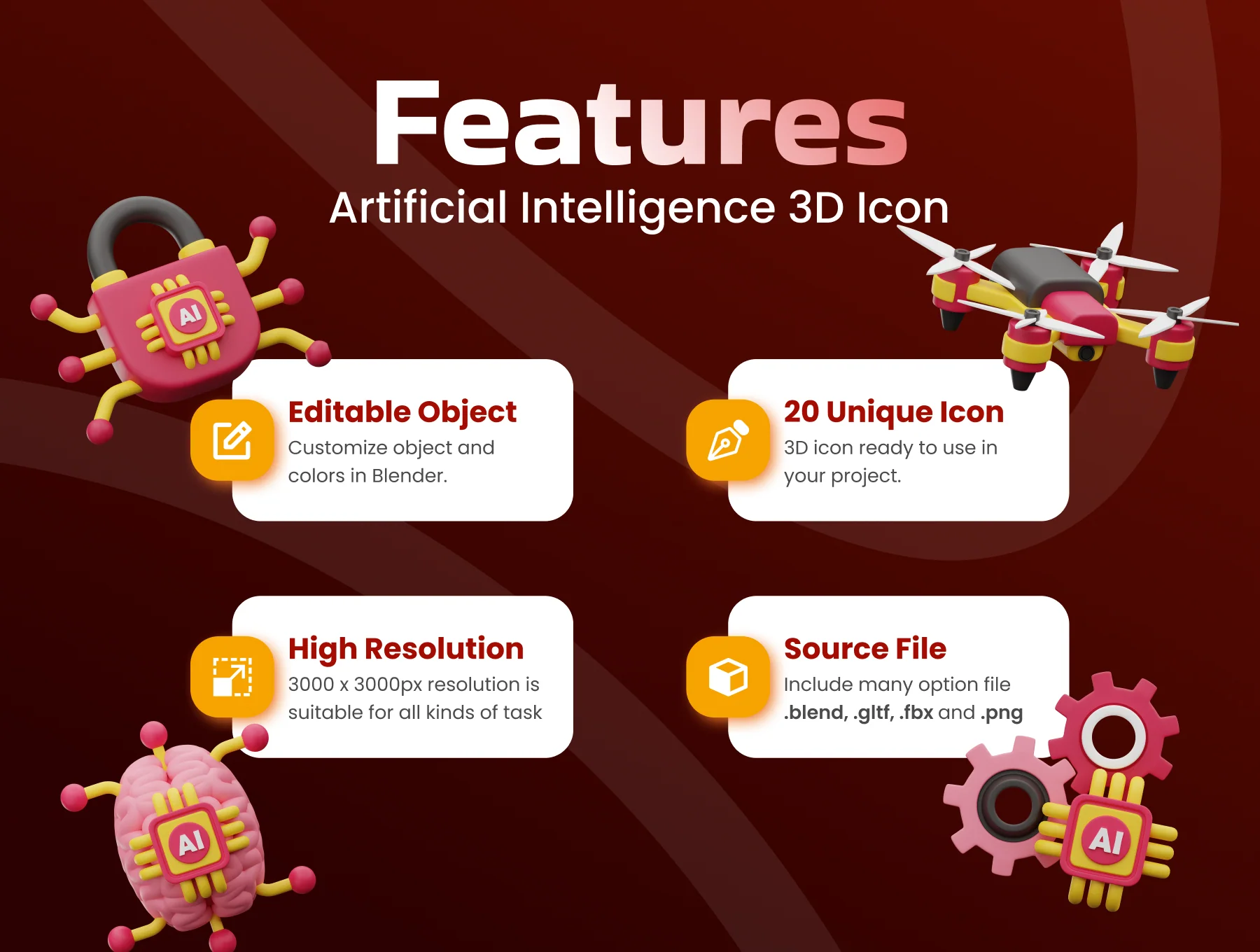 Artificial Intelligence 3D Icon 2
