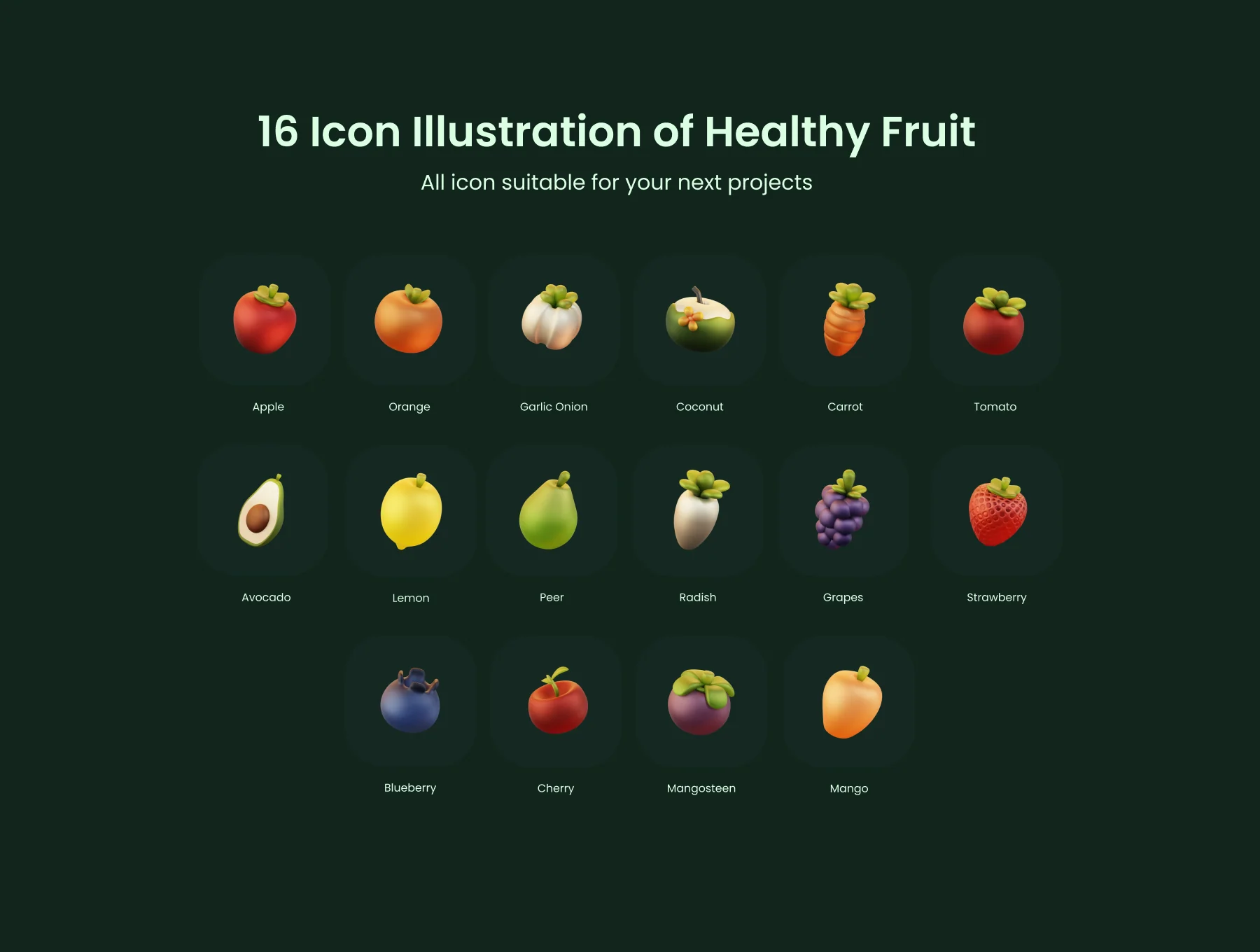 3D Icon Illustration Healthy Fruit 2