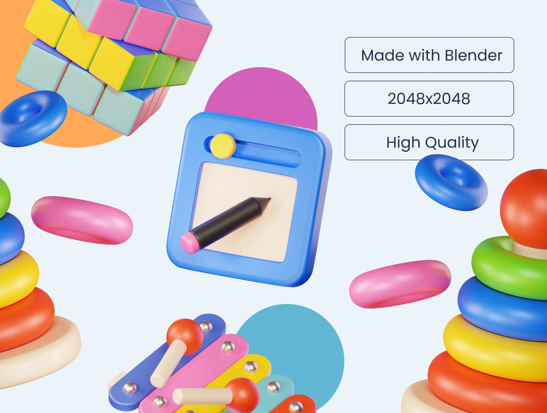 3D Icon Illustration Kids and Baby Toys 2