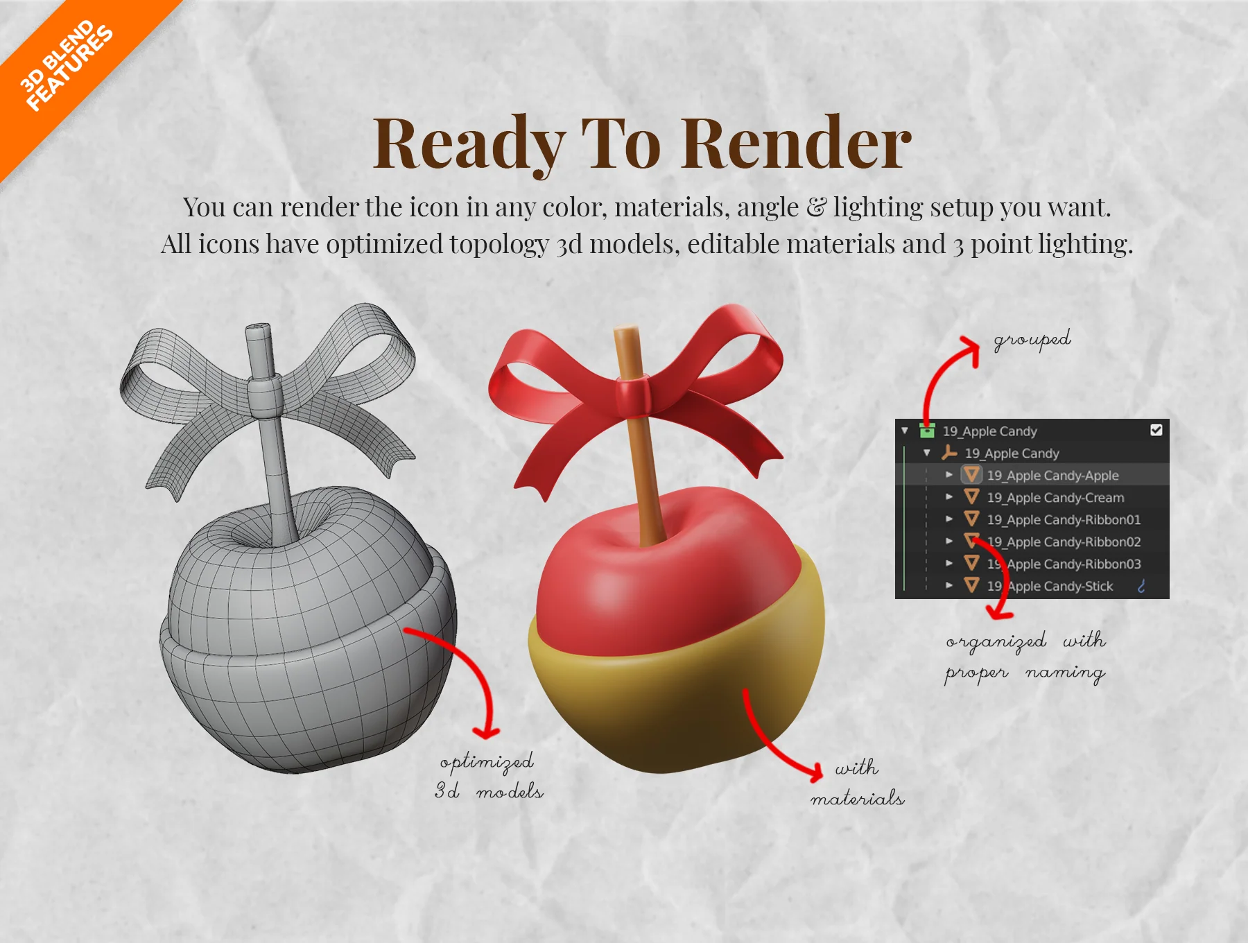 3D Icon Illustration Set - Autumn Food Theme 5