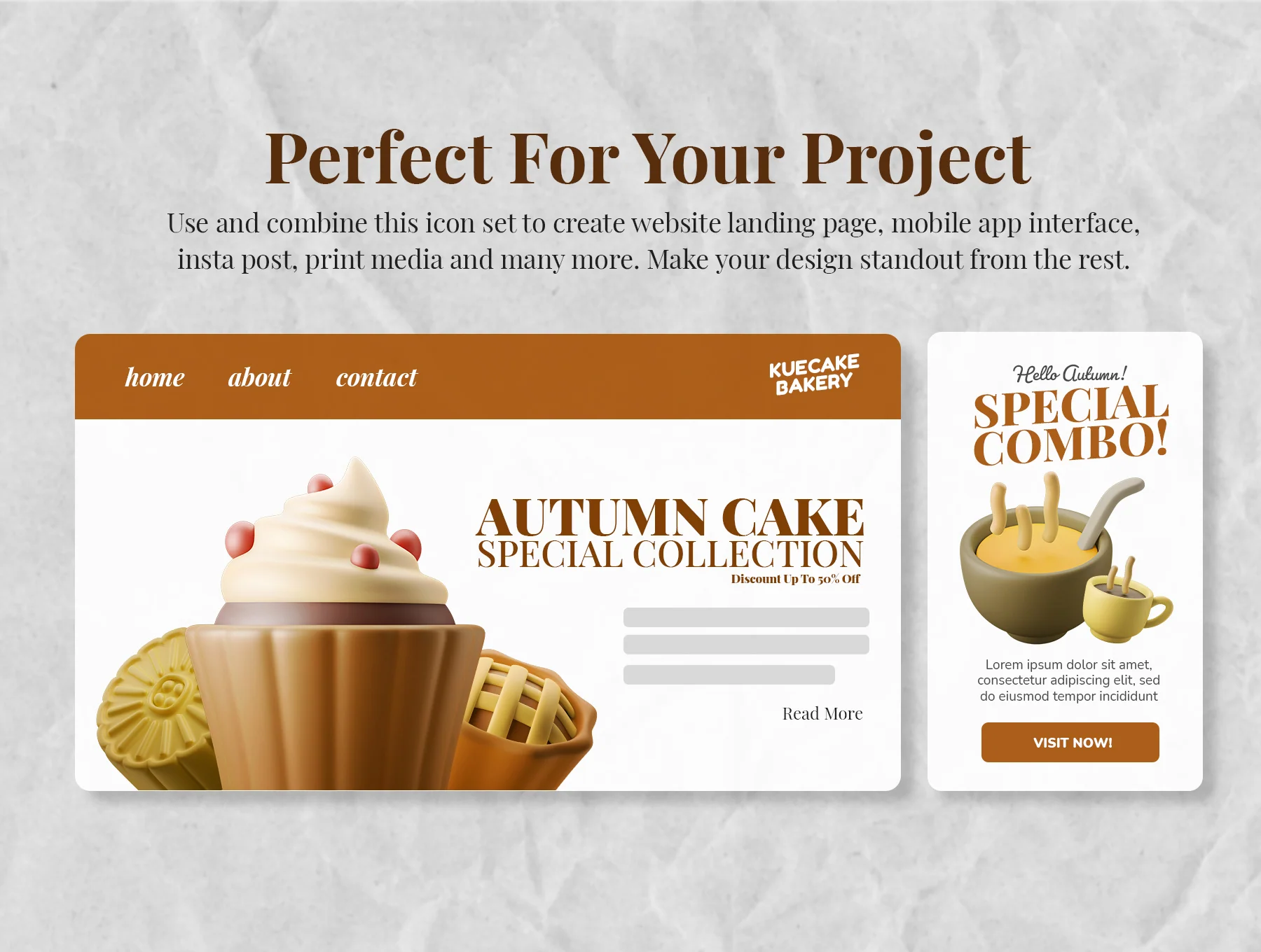 3D Icon Illustration Set - Autumn Food Theme 7