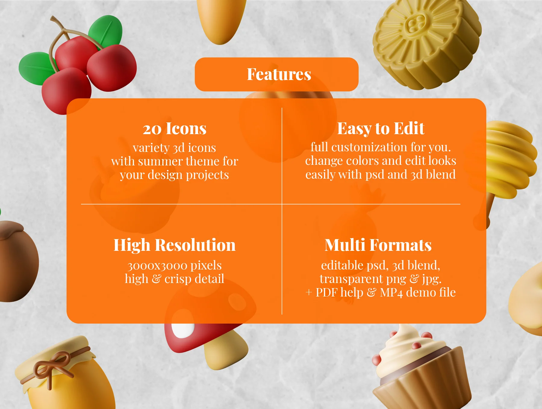 3D Icon Illustration Set - Autumn Food Theme 8