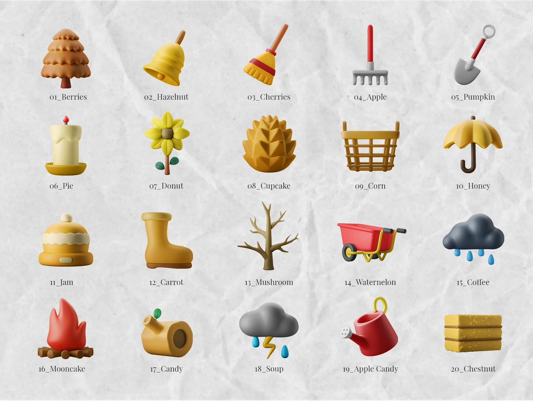 3D Icon Illustration Set - Autumn Outdoor Theme 2