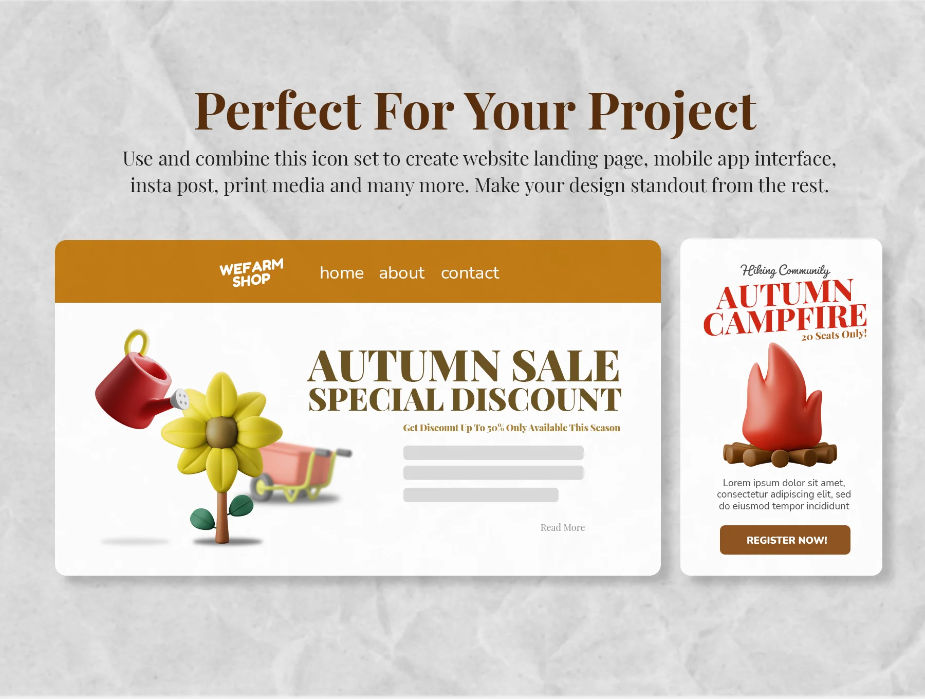 3D Icon Illustration Set - Autumn Outdoor Theme 7