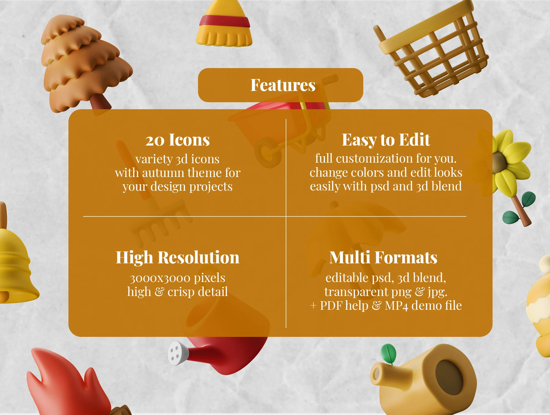 3D Icon Illustration Set - Autumn Outdoor Theme 8