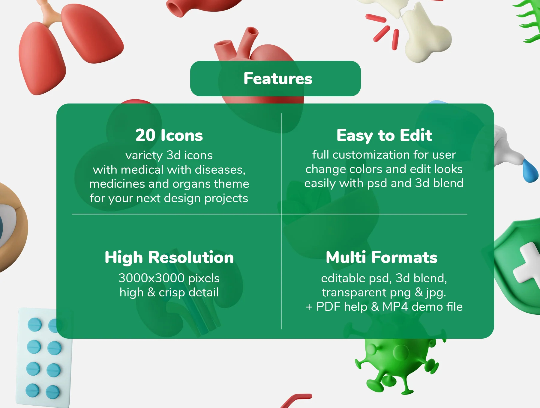 3D Icon Illustration Set - Medical Vol. 03 - Diseases, Medicines And Organs 8