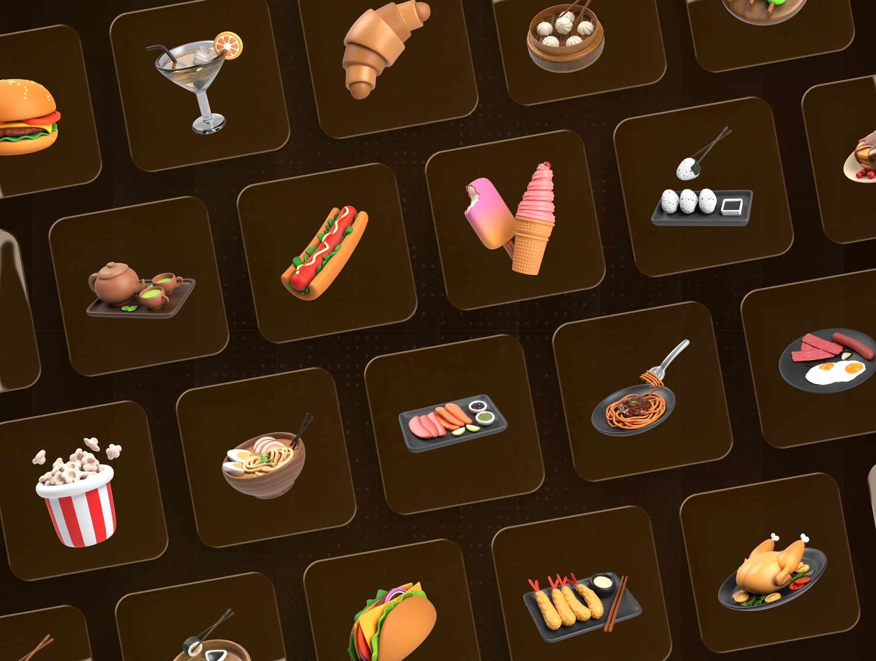 Western & Asian Foods 3D Icon Pack 6