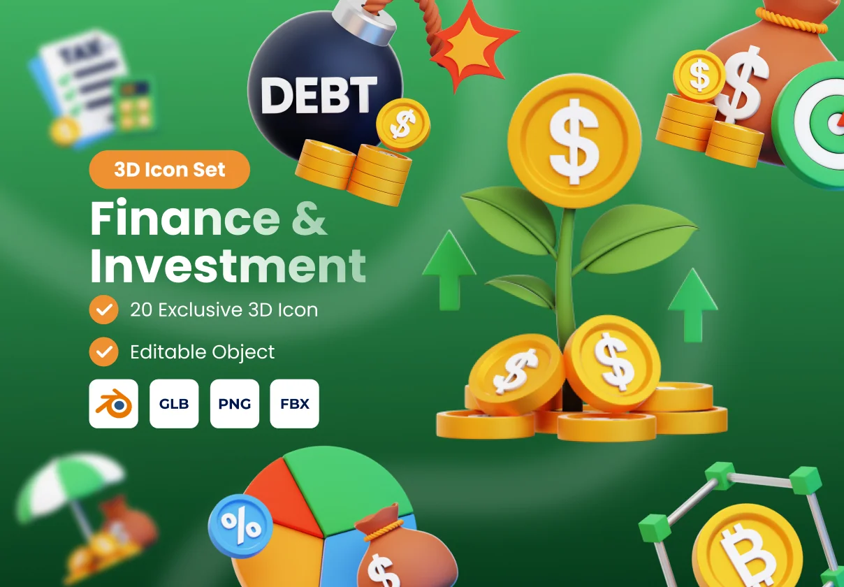 Finance & Investments 3D Icon Set