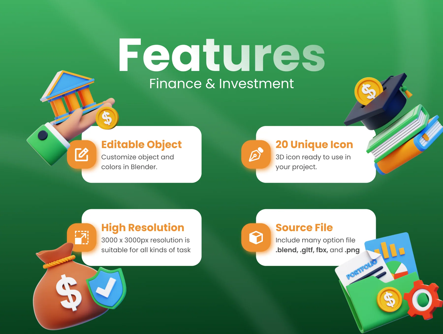Finance & Investments 3D Icon Set 2