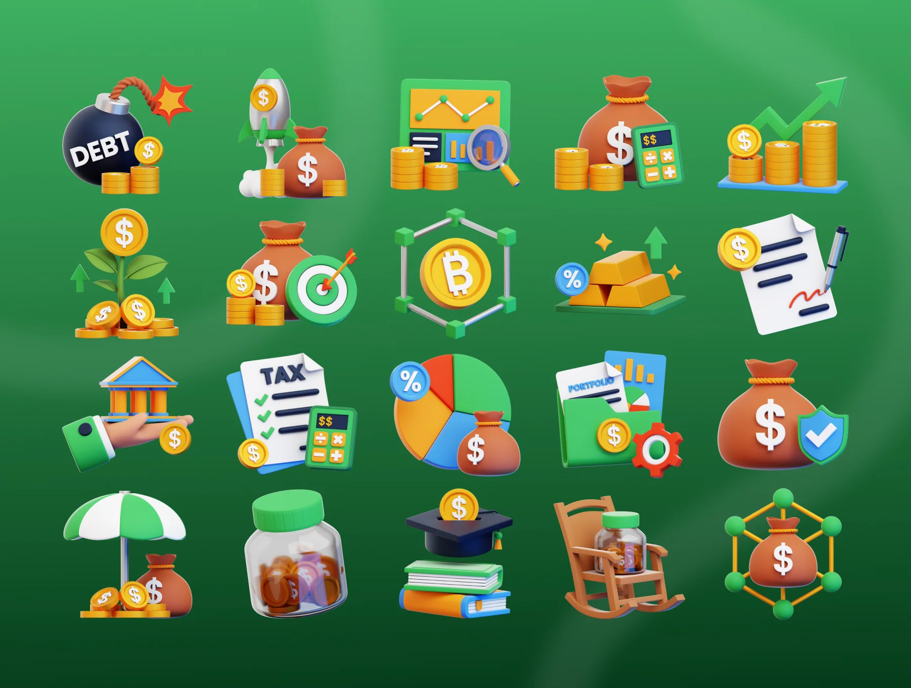 Finance & Investments 3D Icon Set 5