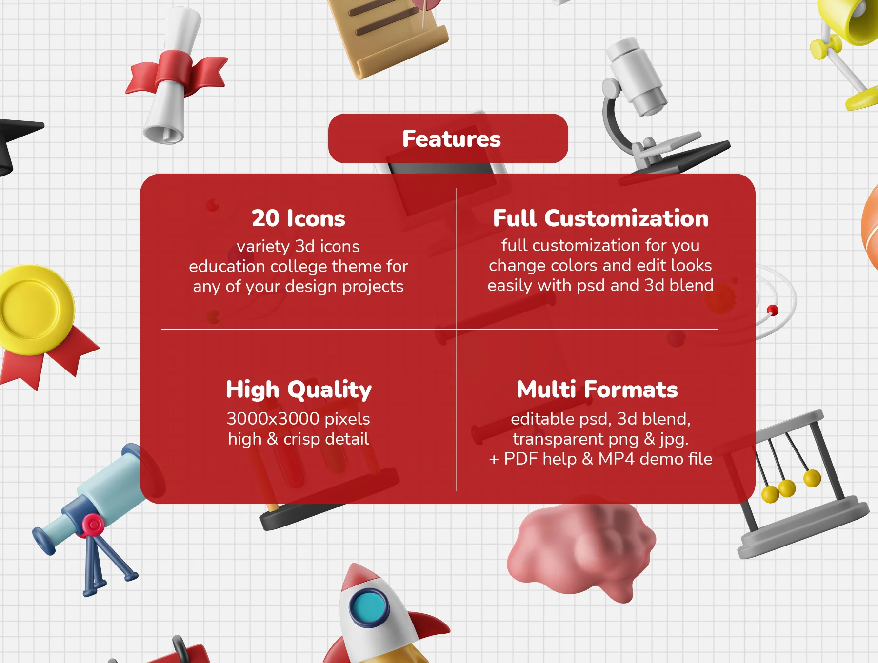 3D Icon Set - Education College Theme 8