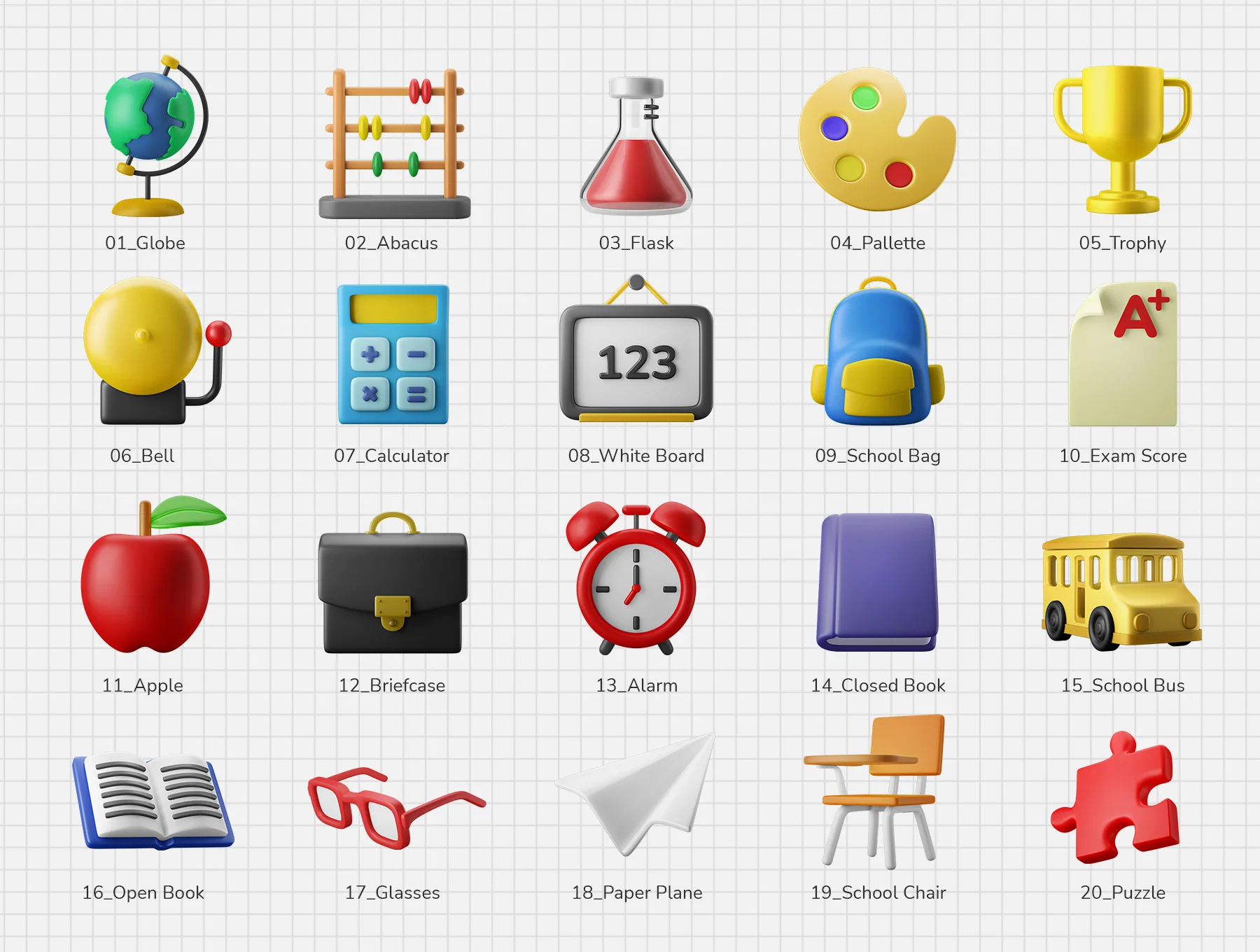 3D Icon Set - Education School Theme 2