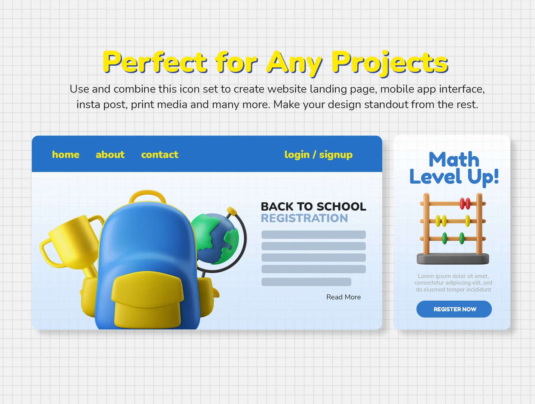3D Icon Set - Education School Theme 7