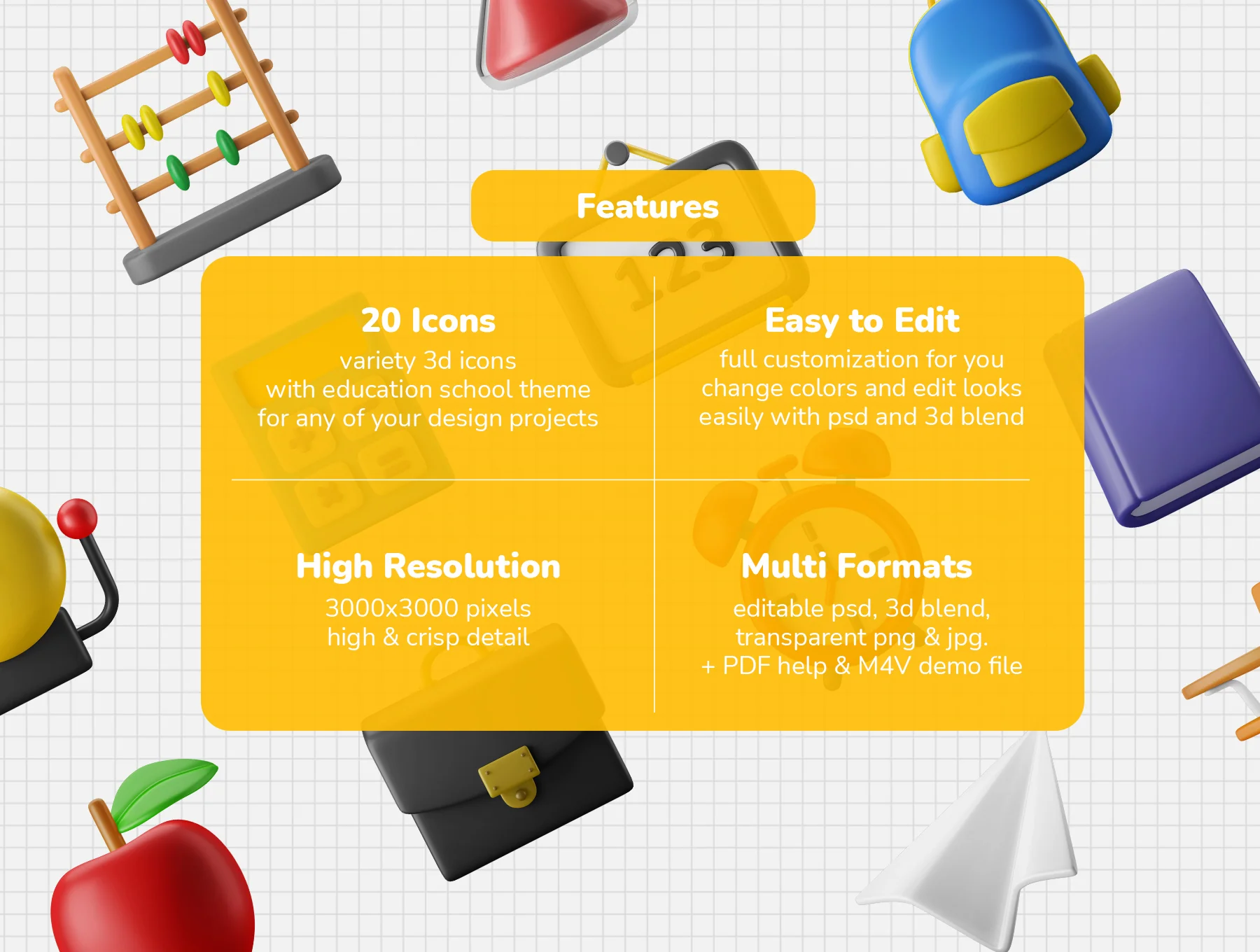 3D Icon Set - Education School Theme 8