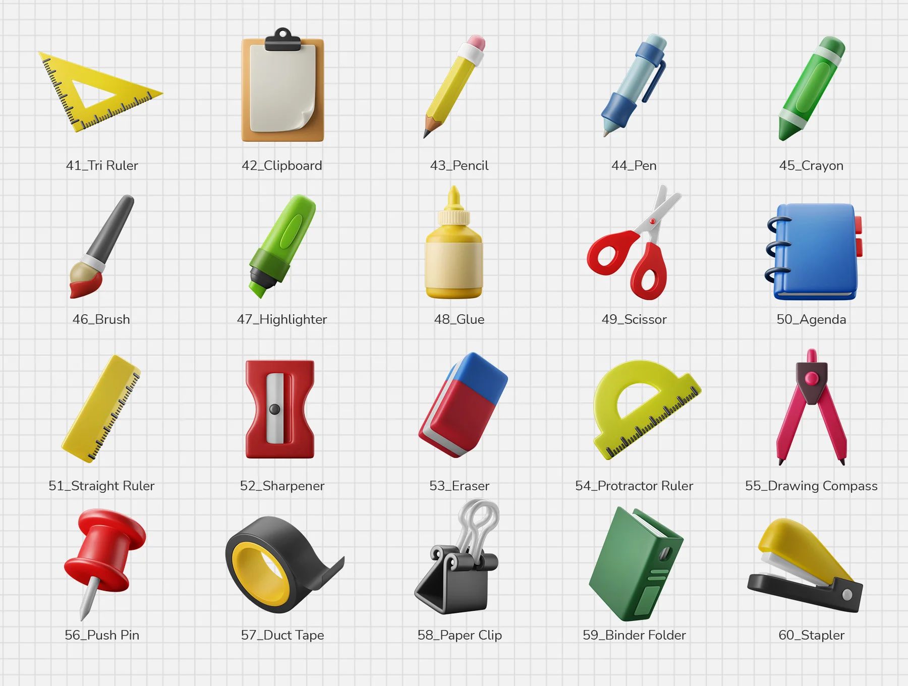 3D Icon Set - Education Stationery Theme 2