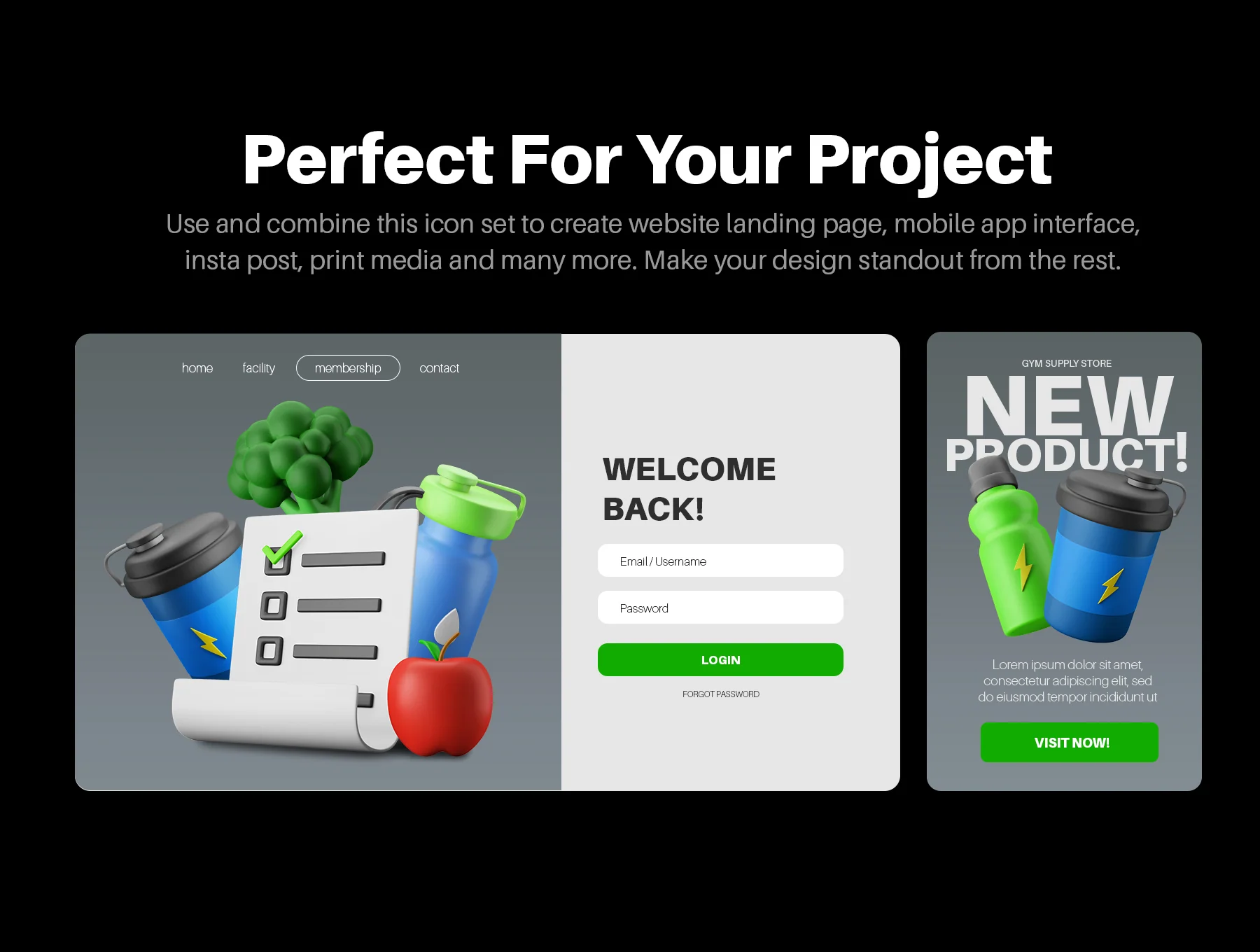 3D Icon Set - Fitness And Gym Diet Theme 7