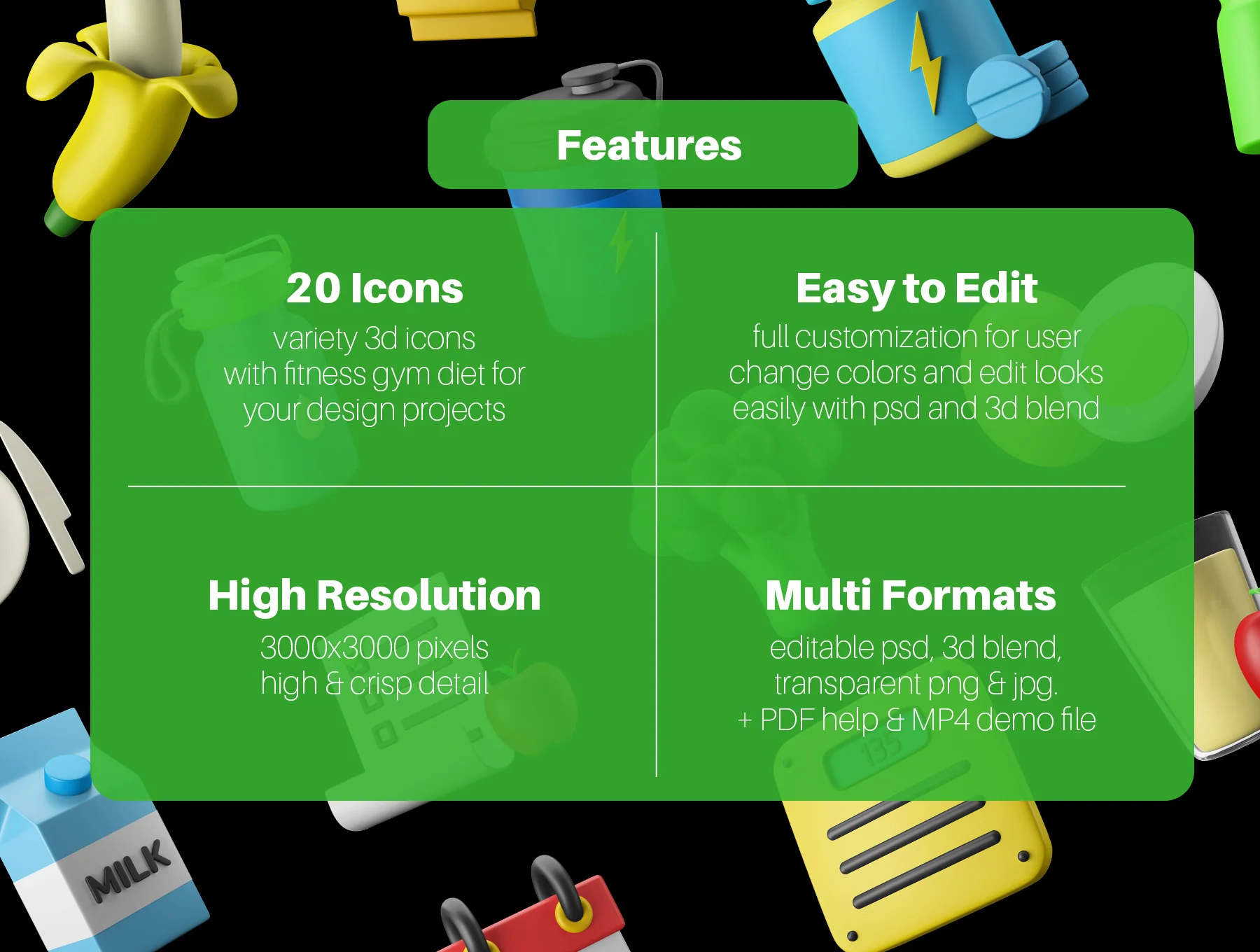 3D Icon Set - Fitness And Gym Diet Theme 8
