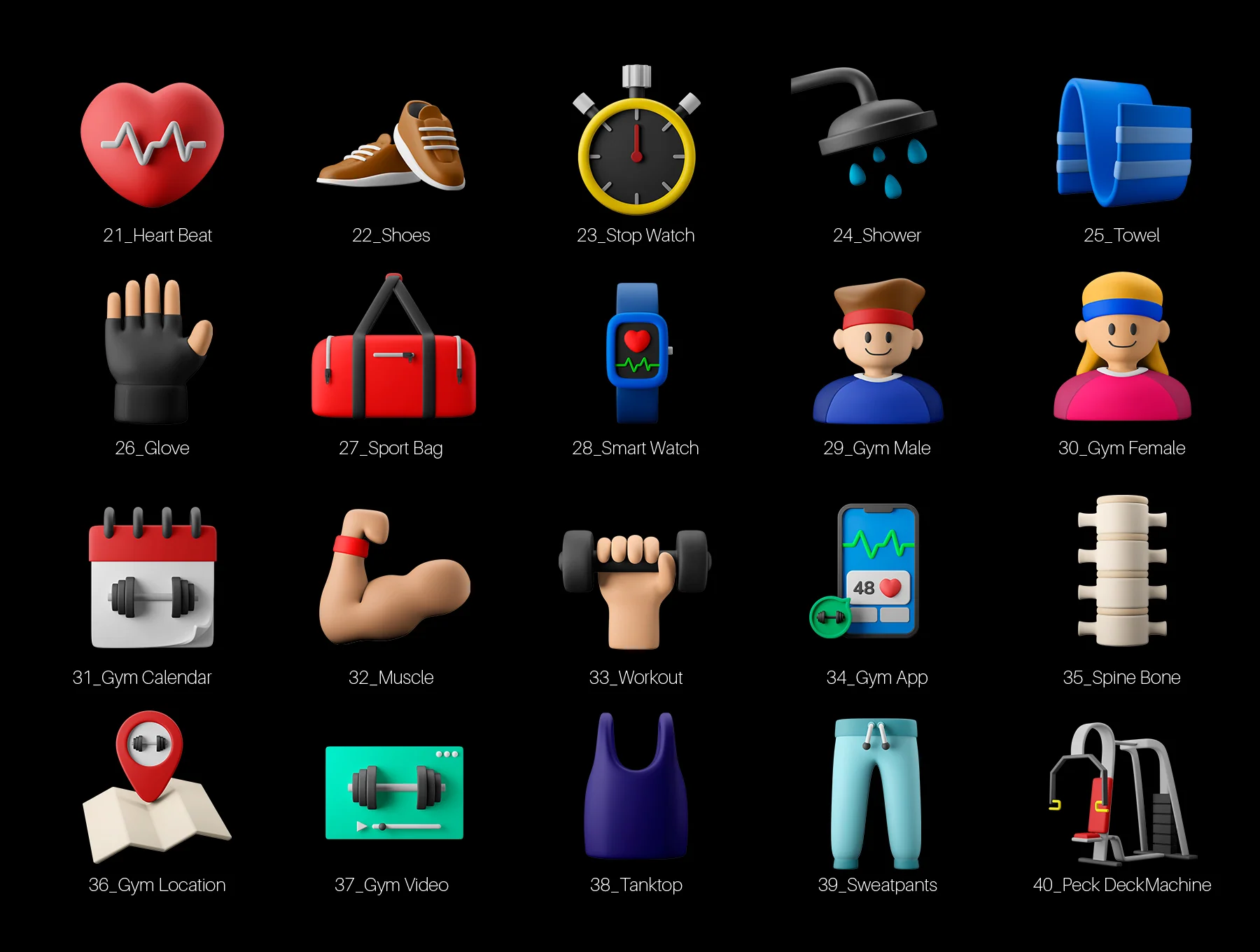 3D Icon Set - Fitness And Gym Workout Theme 2