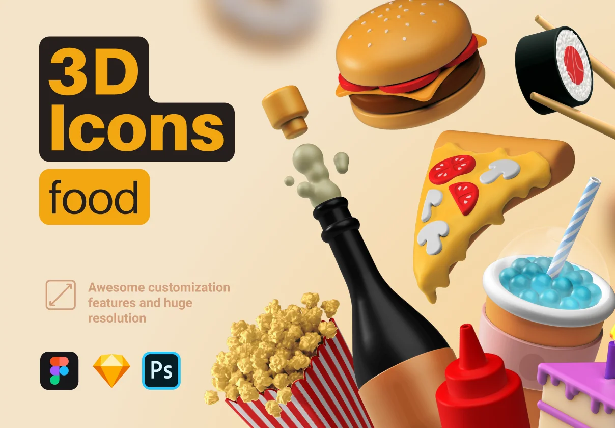 3D Icons Pack - Food