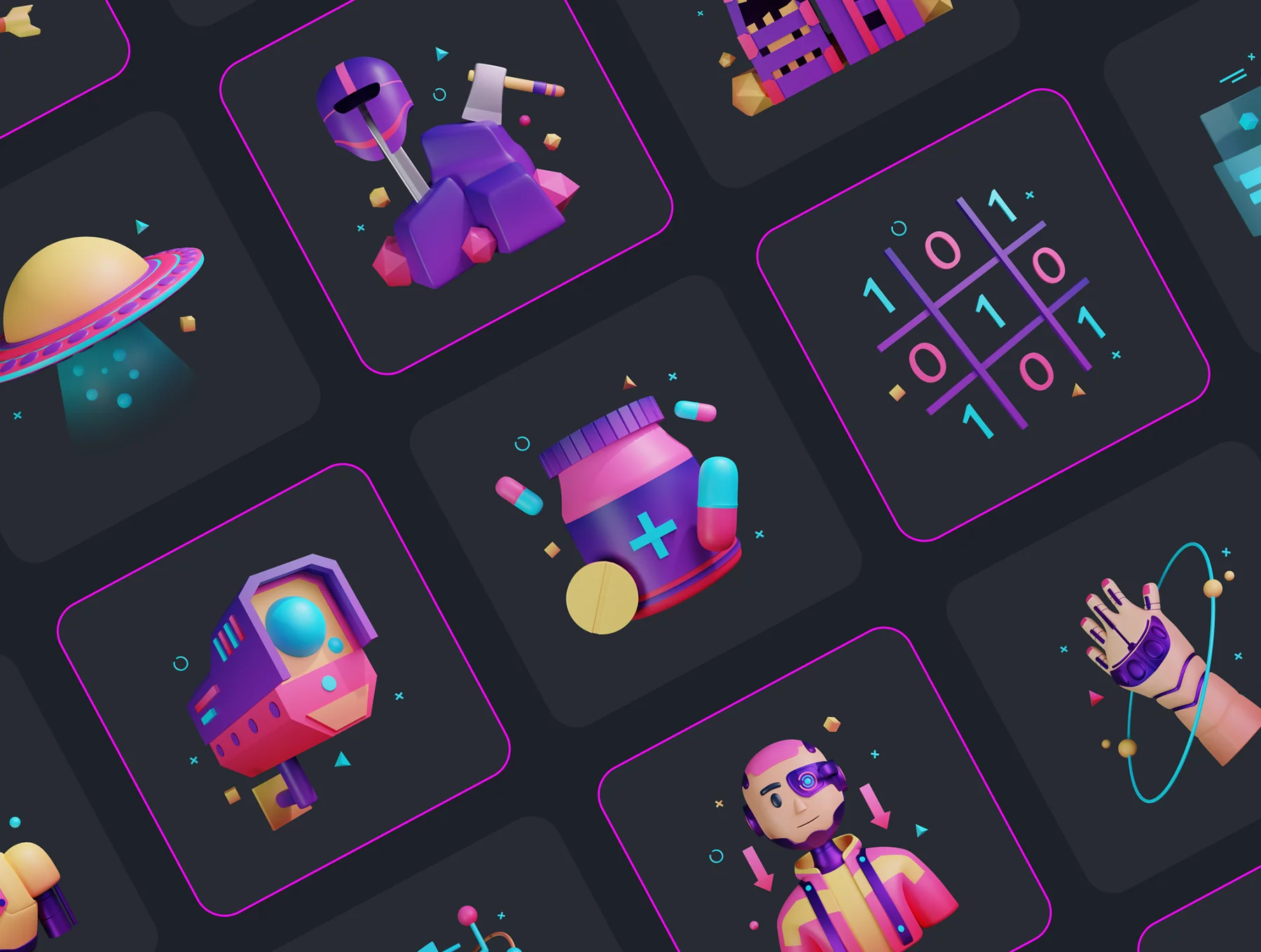 30 3D Icons Illustration Dystopia Futuristics 7