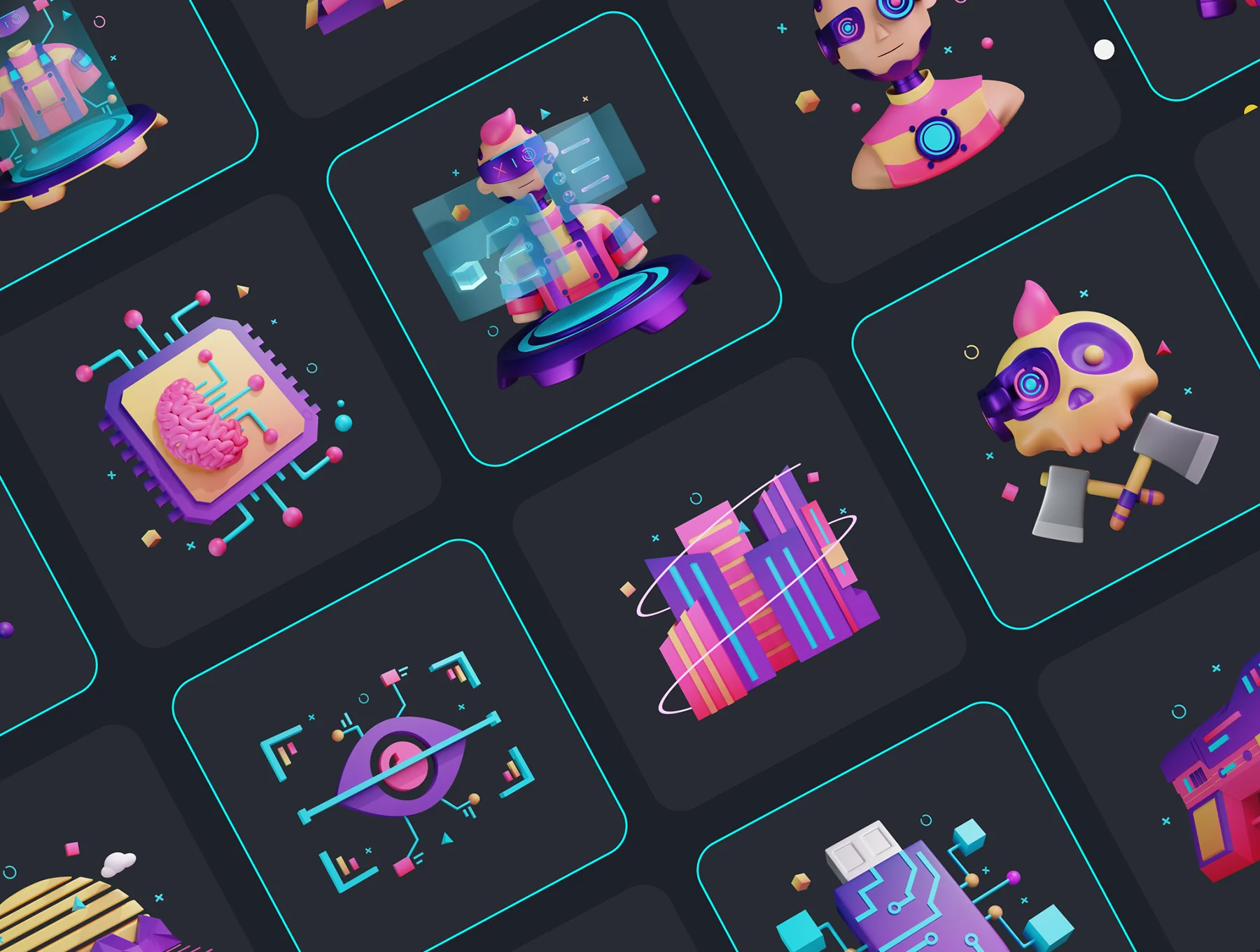 30 3D Icons Illustration Dystopia Futuristics 8