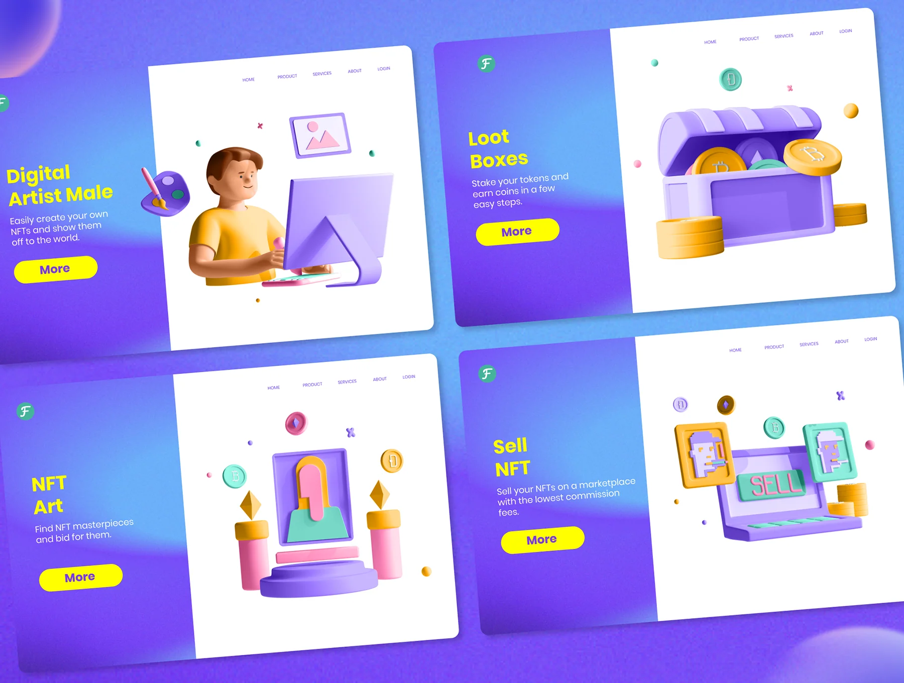 30 3D Icons Illustration NFT Technology 6