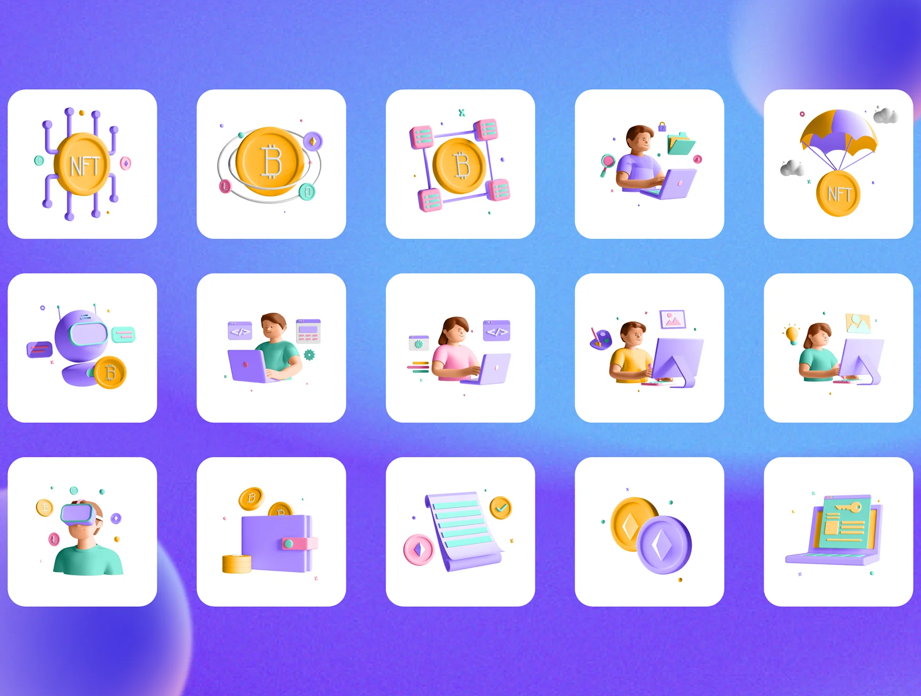 30 3D Icons Illustration NFT Technology 7