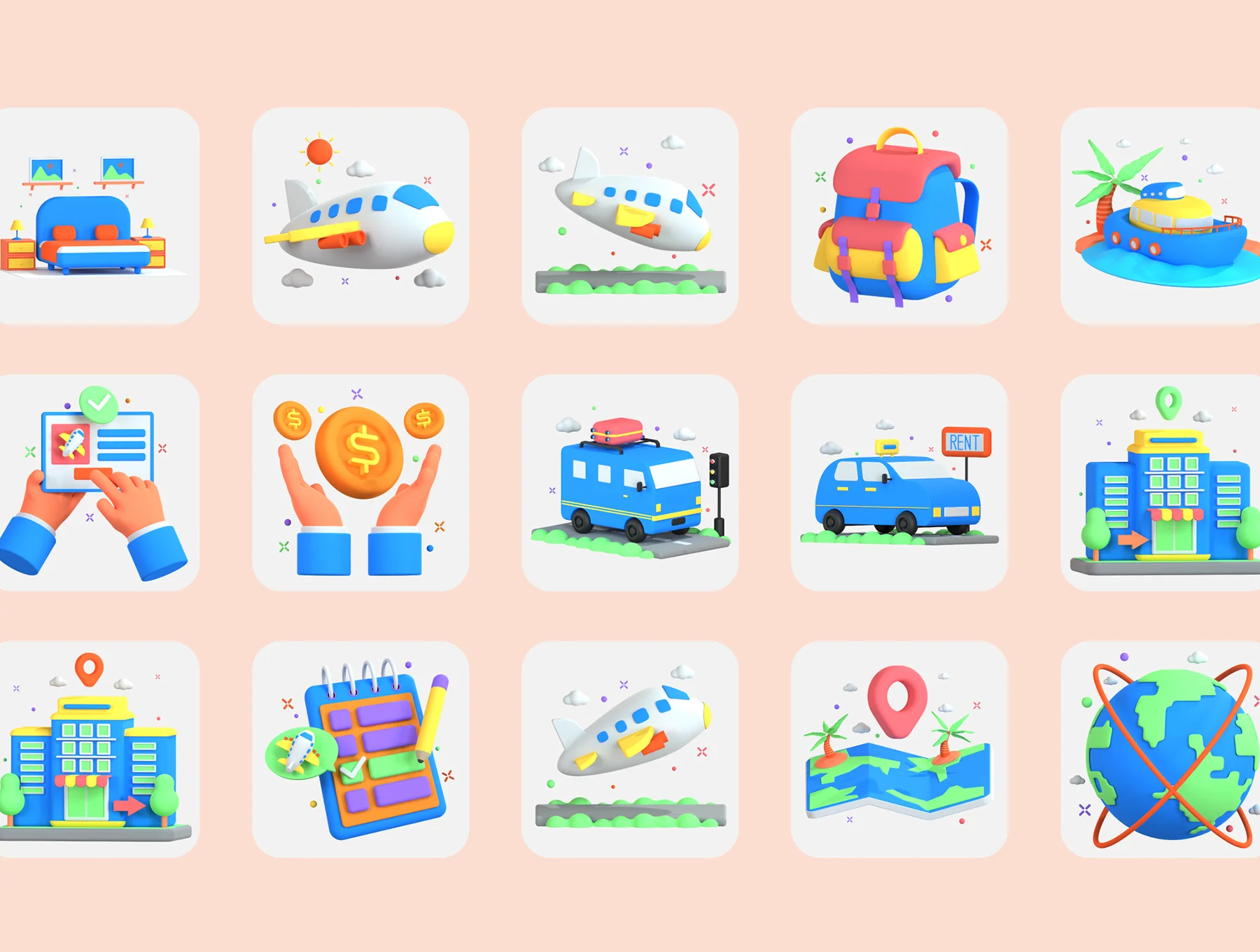 30 3D Icons Illustration Travel and Vacation 7