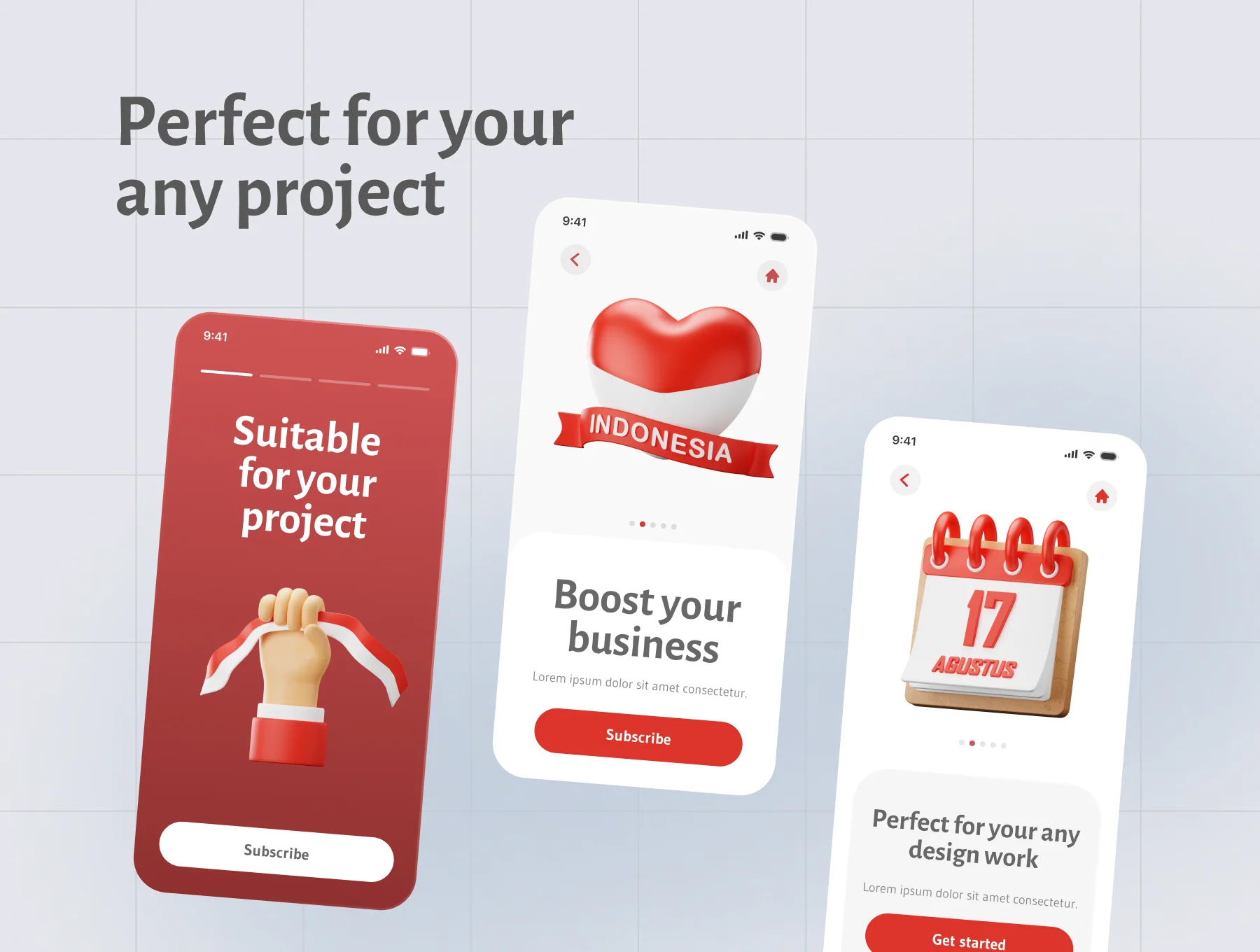 3D Indonesia Independence Day Icon Pack 3