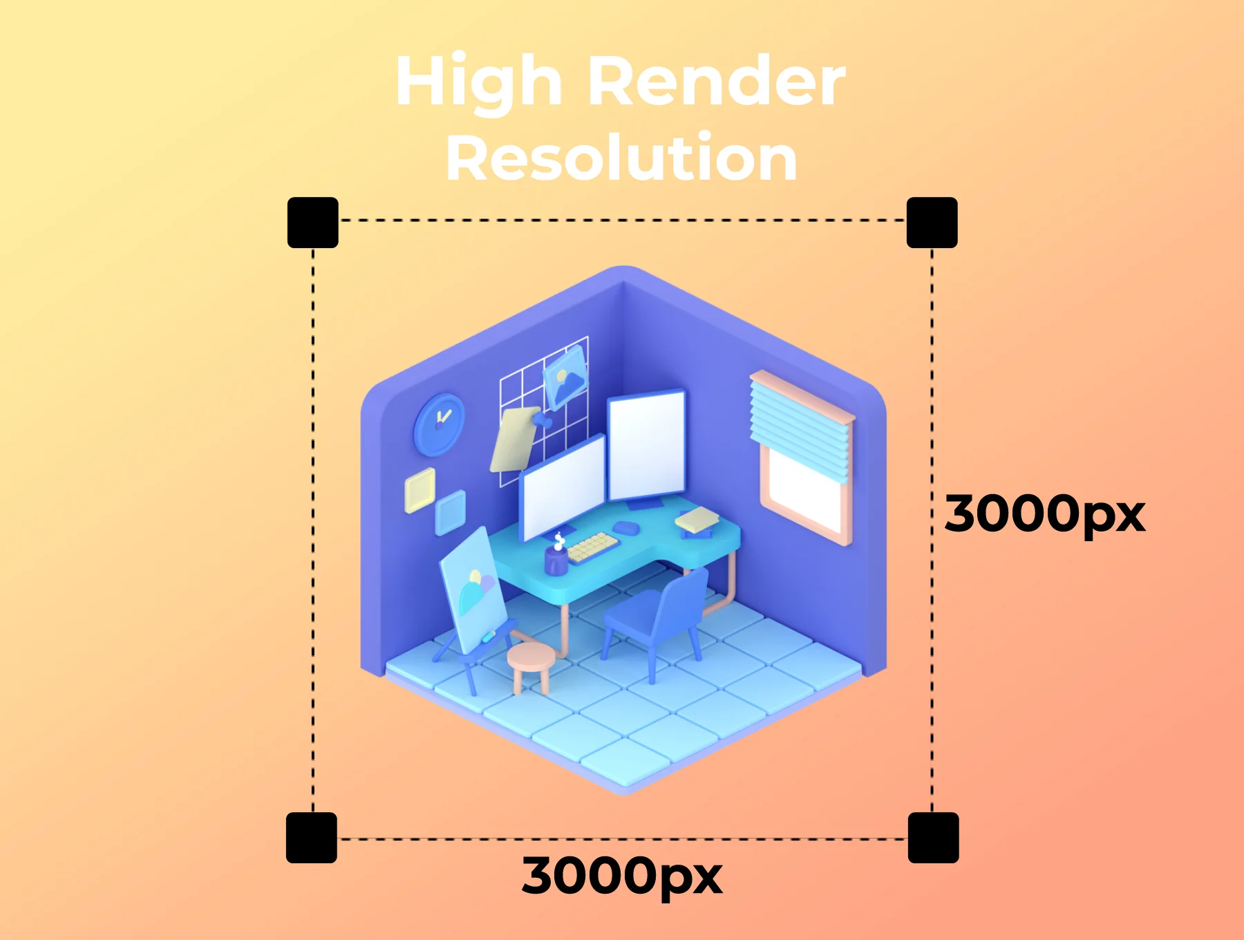 3D Isometric Room 3