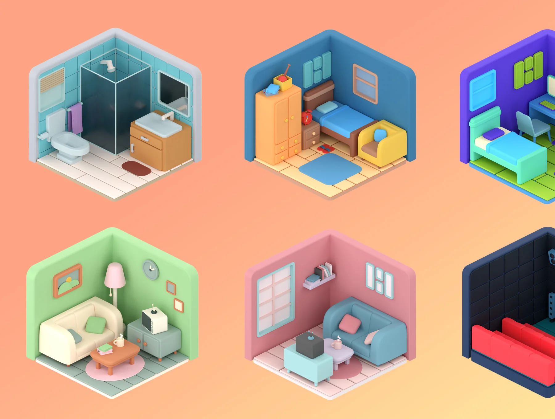 3D Isometric Room 5