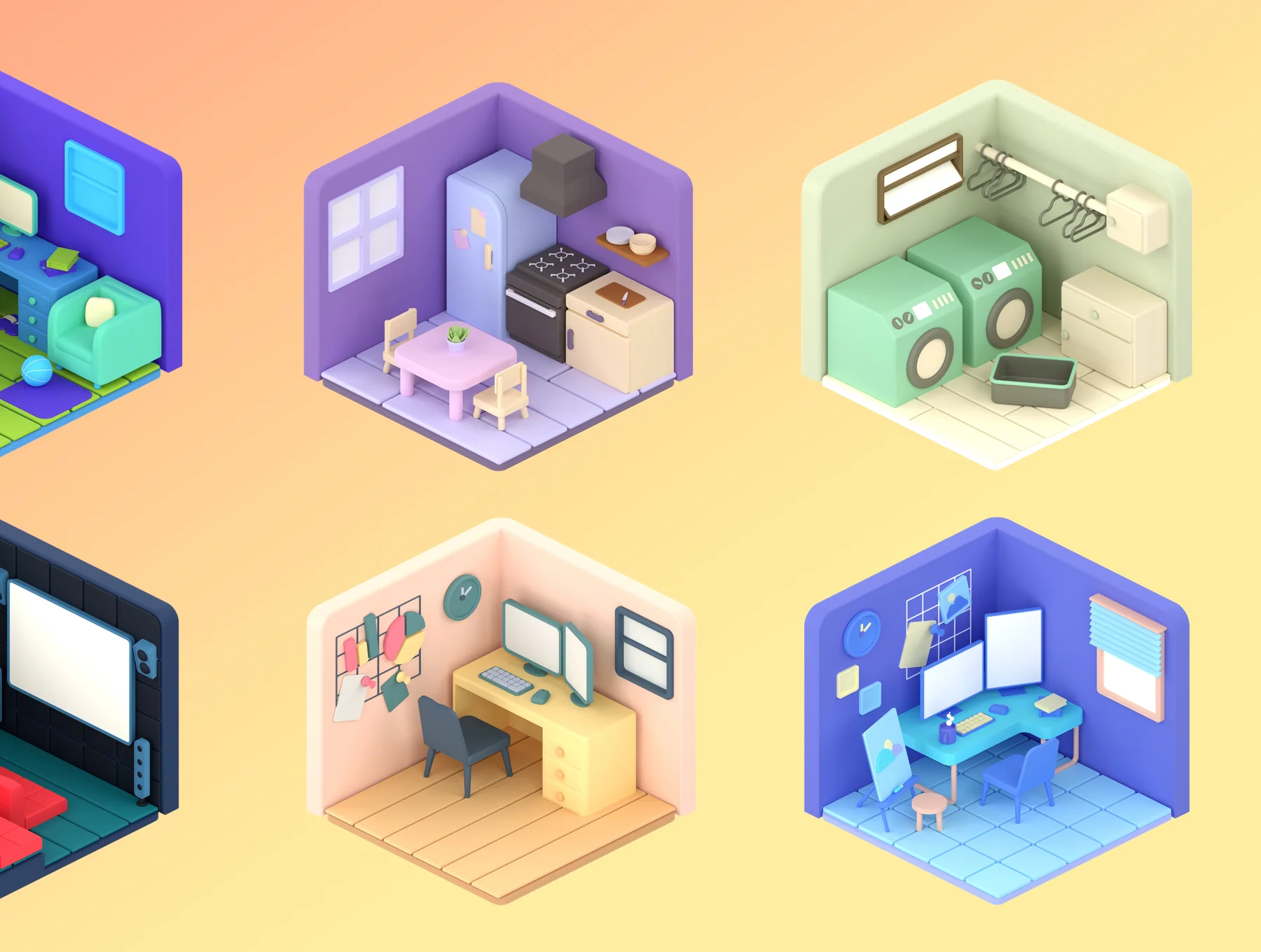 3D Isometric Room 6