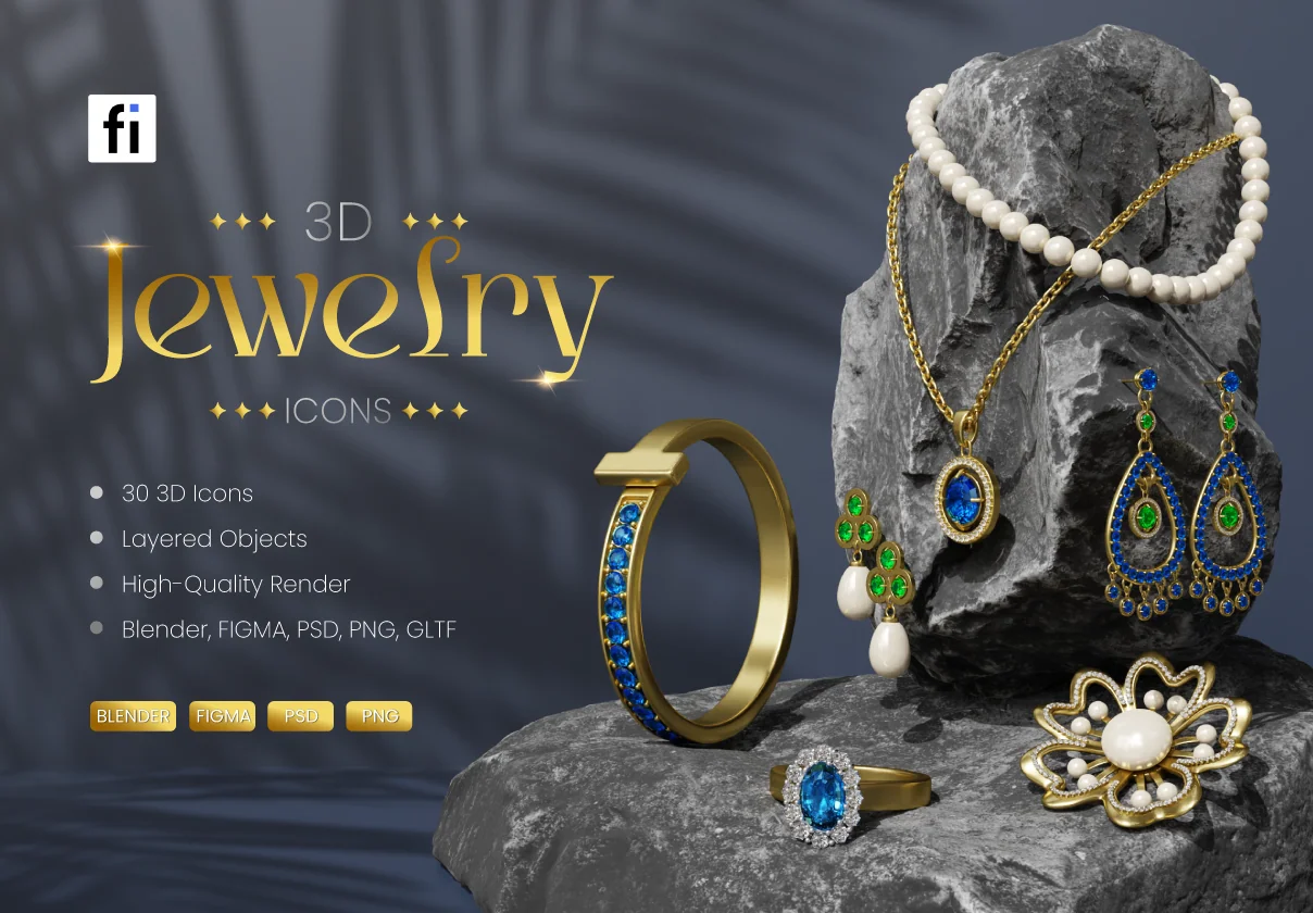 3D Jewelry Icon Set