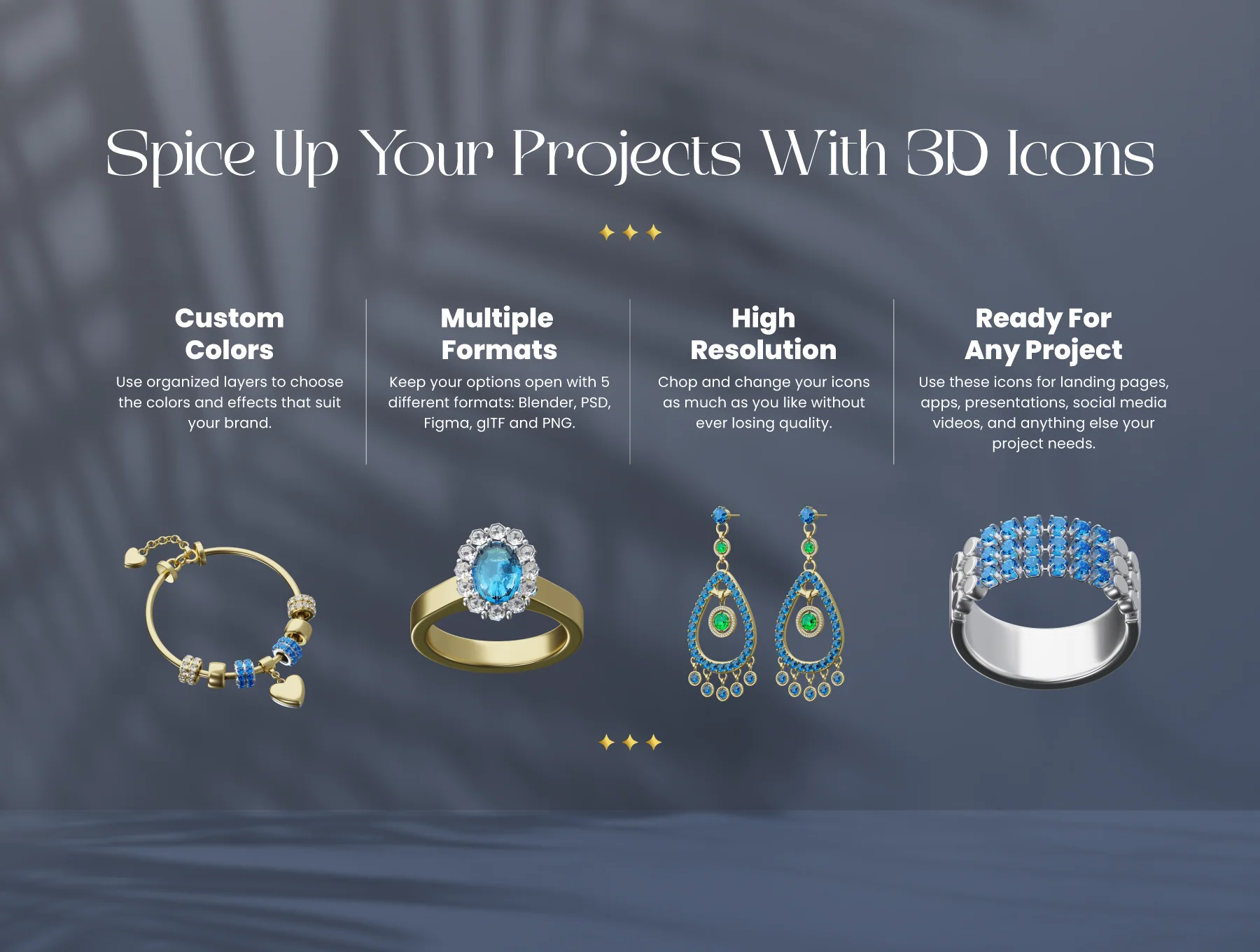 3D Jewelry Icon Set 4