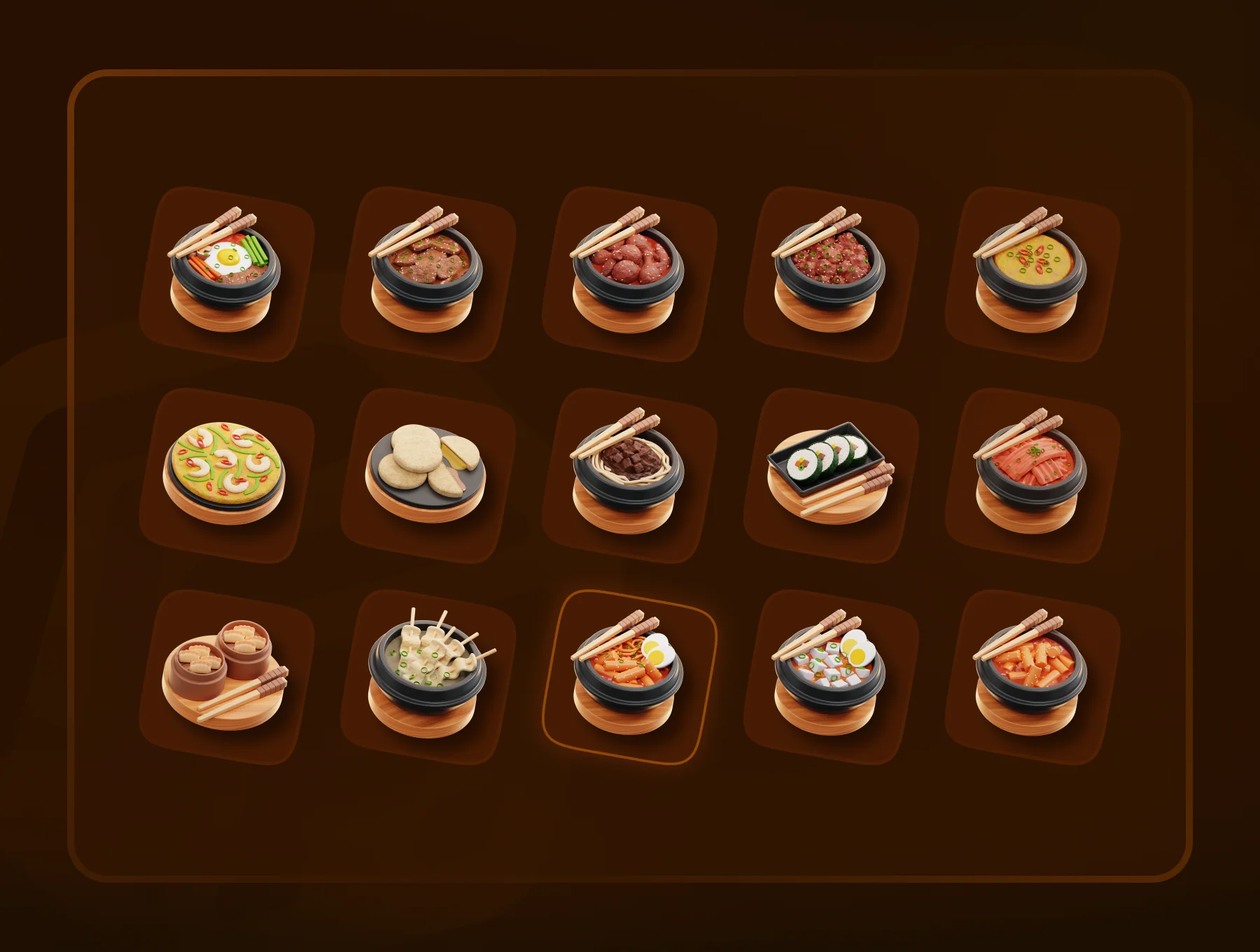 Korean Food 3D Icon Set 2