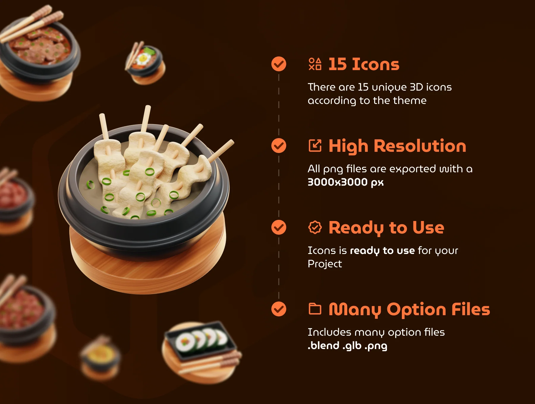 Korean Food 3D Icon Set 3